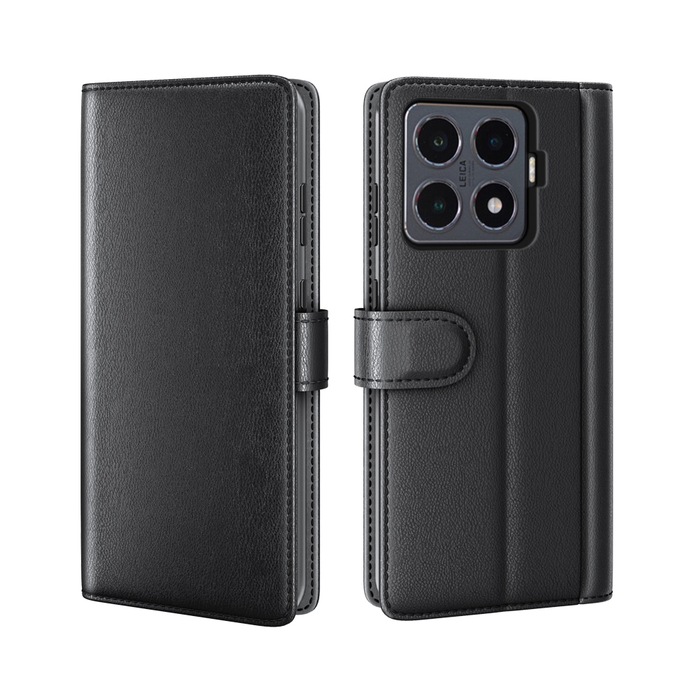 Xiaomi 15T Pro Plånboksfodral i Äkta Läder, Svart