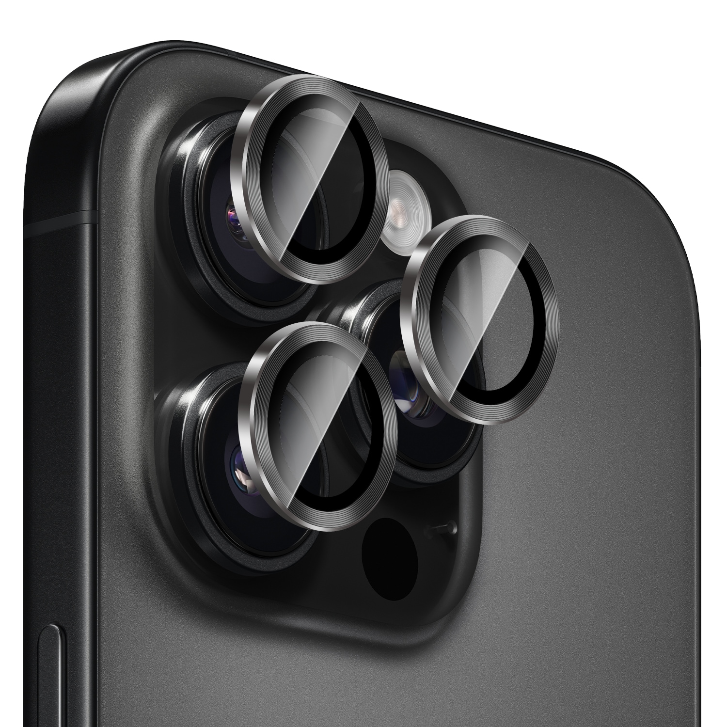 Linsskydd Metall iPhone 15 Pro, Svart