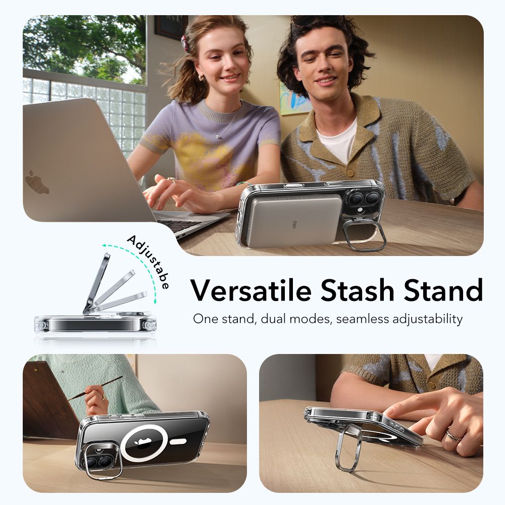 iPhone 17 Classic Hybridskal MagSafe med kickstand, Genomskinlig