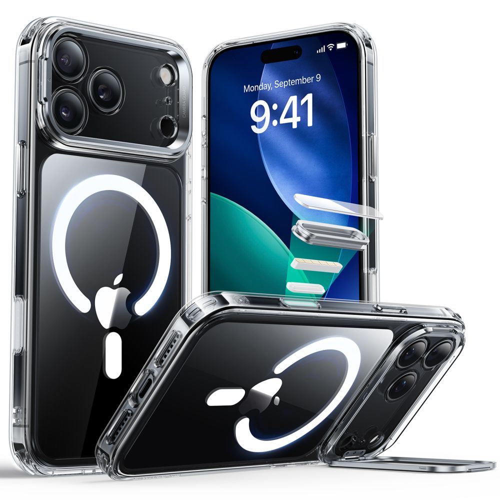 iPhone 17 Pro Max Classic Hybridskal MagSafe med kickstand, Genomskinlig