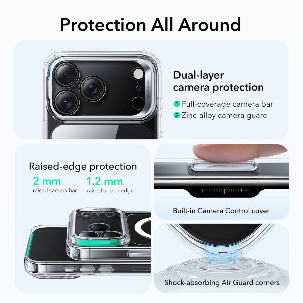 iPhone 17 Pro Max Classic Hybridskal MagSafe med kickstand, Genomskinlig