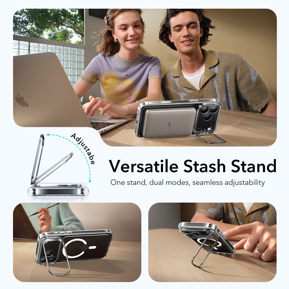 iPhone 17 Pro Max Classic Hybridskal MagSafe med kickstand, Genomskinlig