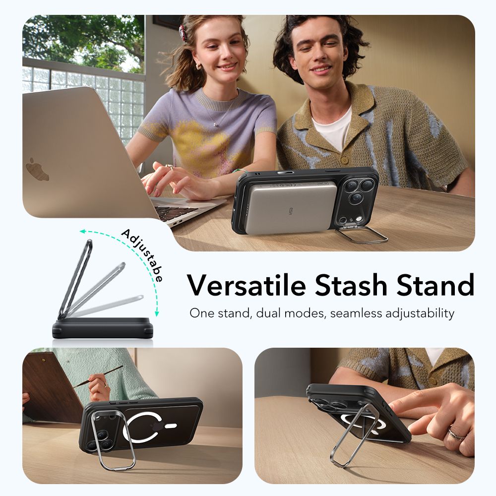 iPhone 17 Pro Max Classic Hybridskal MagSafe med kickstand, Svart/transparent