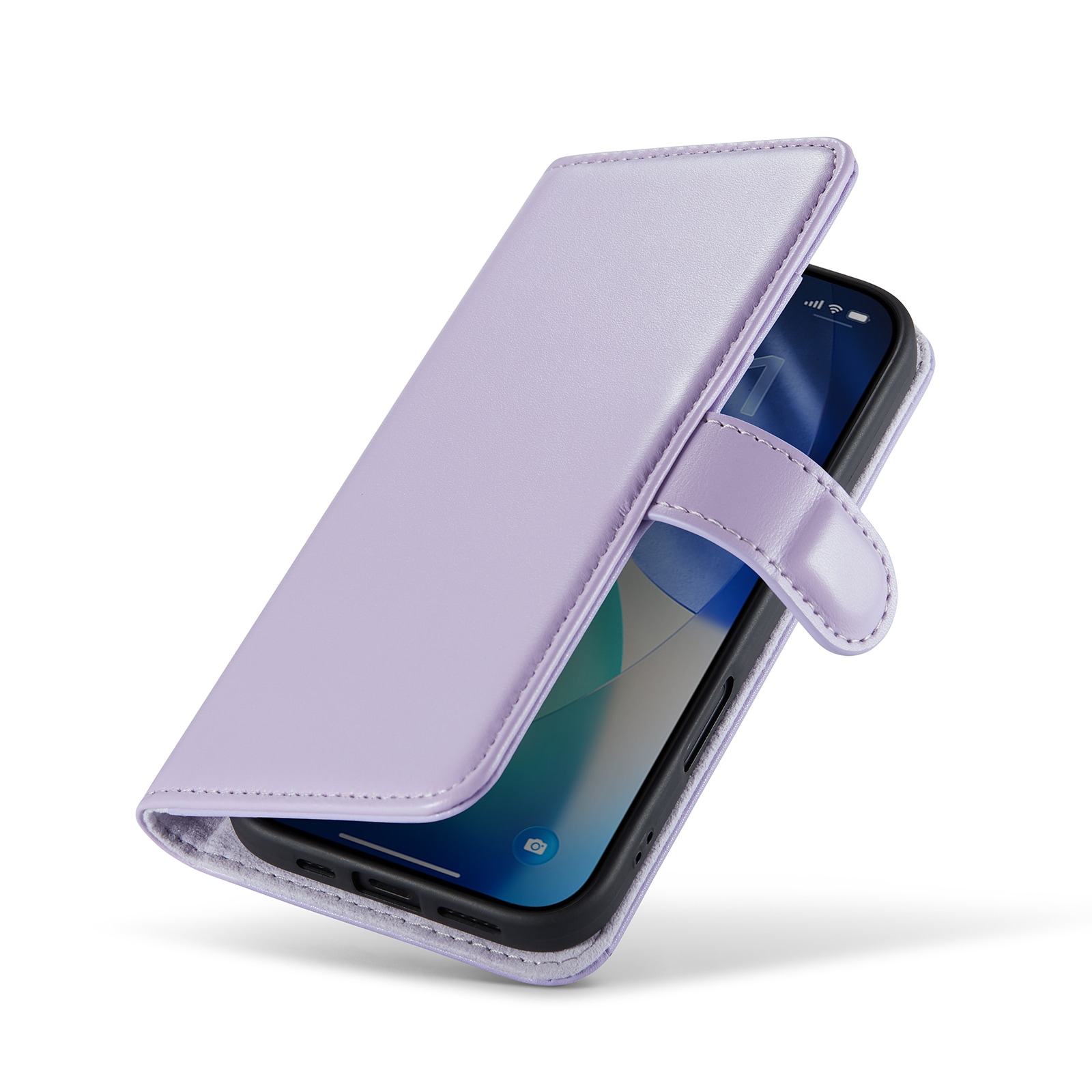 iPhone 17 Plånboksfodral i Äkta Läder, Lila