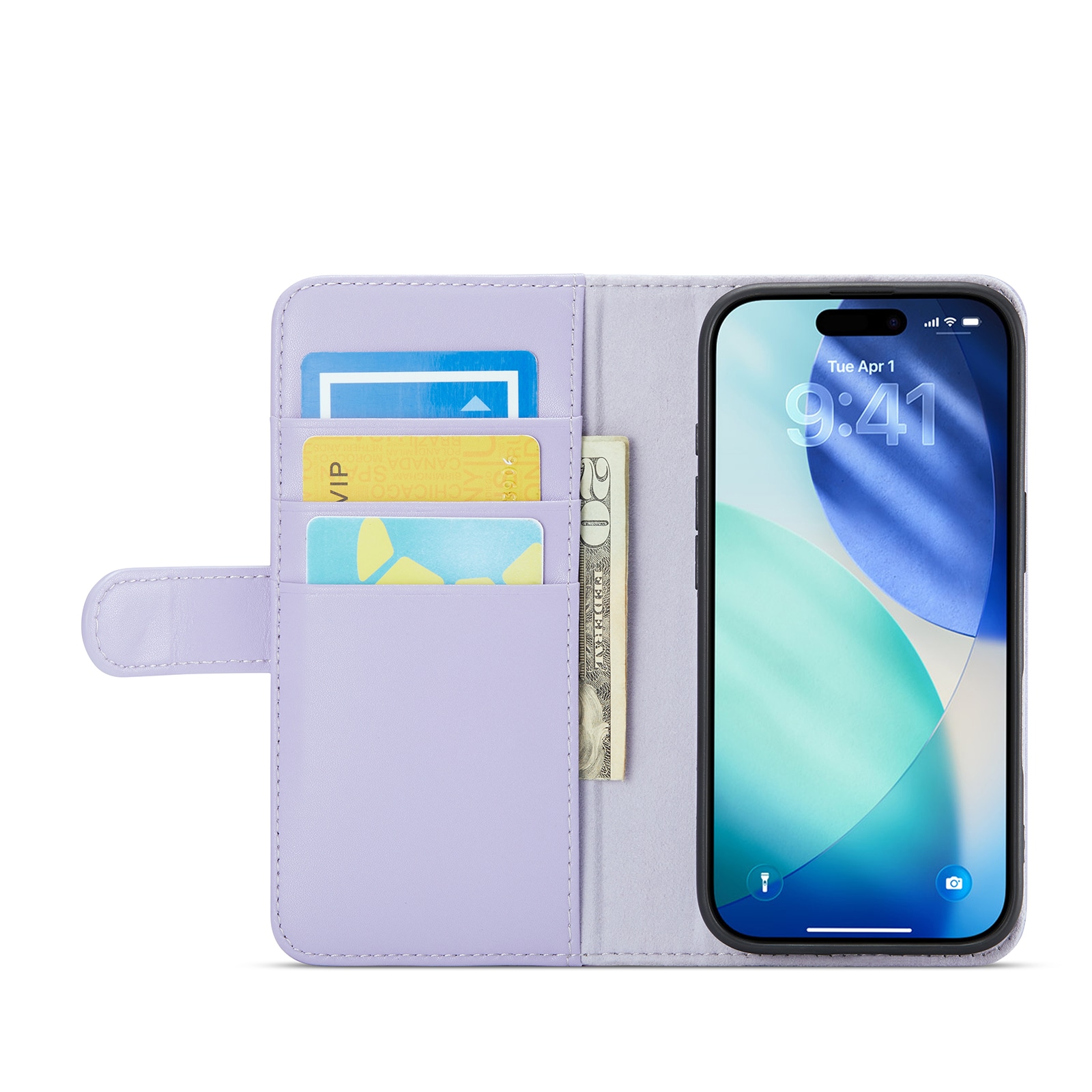 iPhone 17 Plånboksfodral i Äkta Läder, Lila