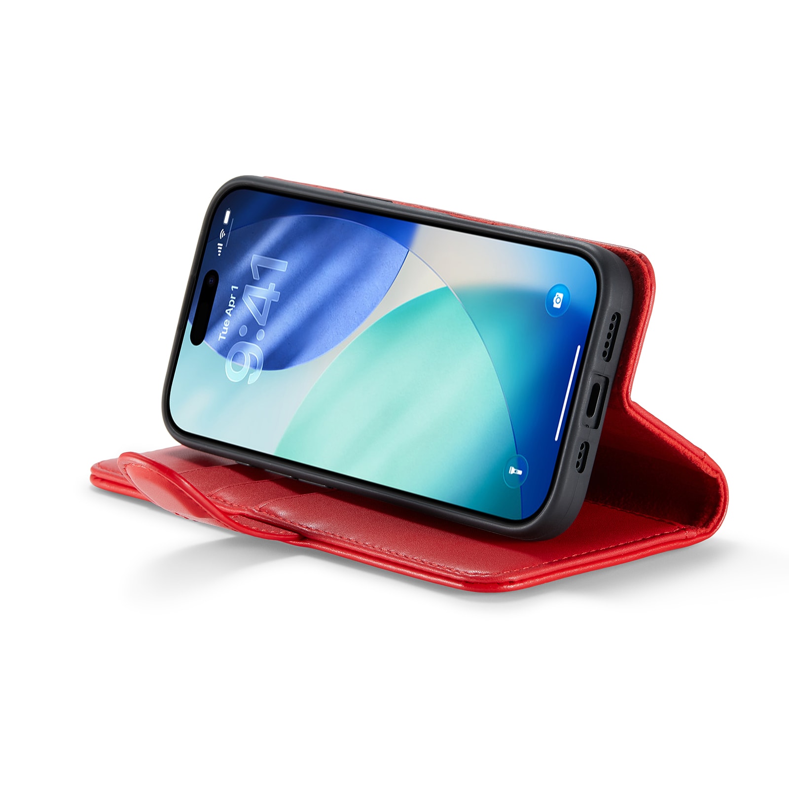 iPhone 17 Plånboksfodral i Äkta Läder, Röd