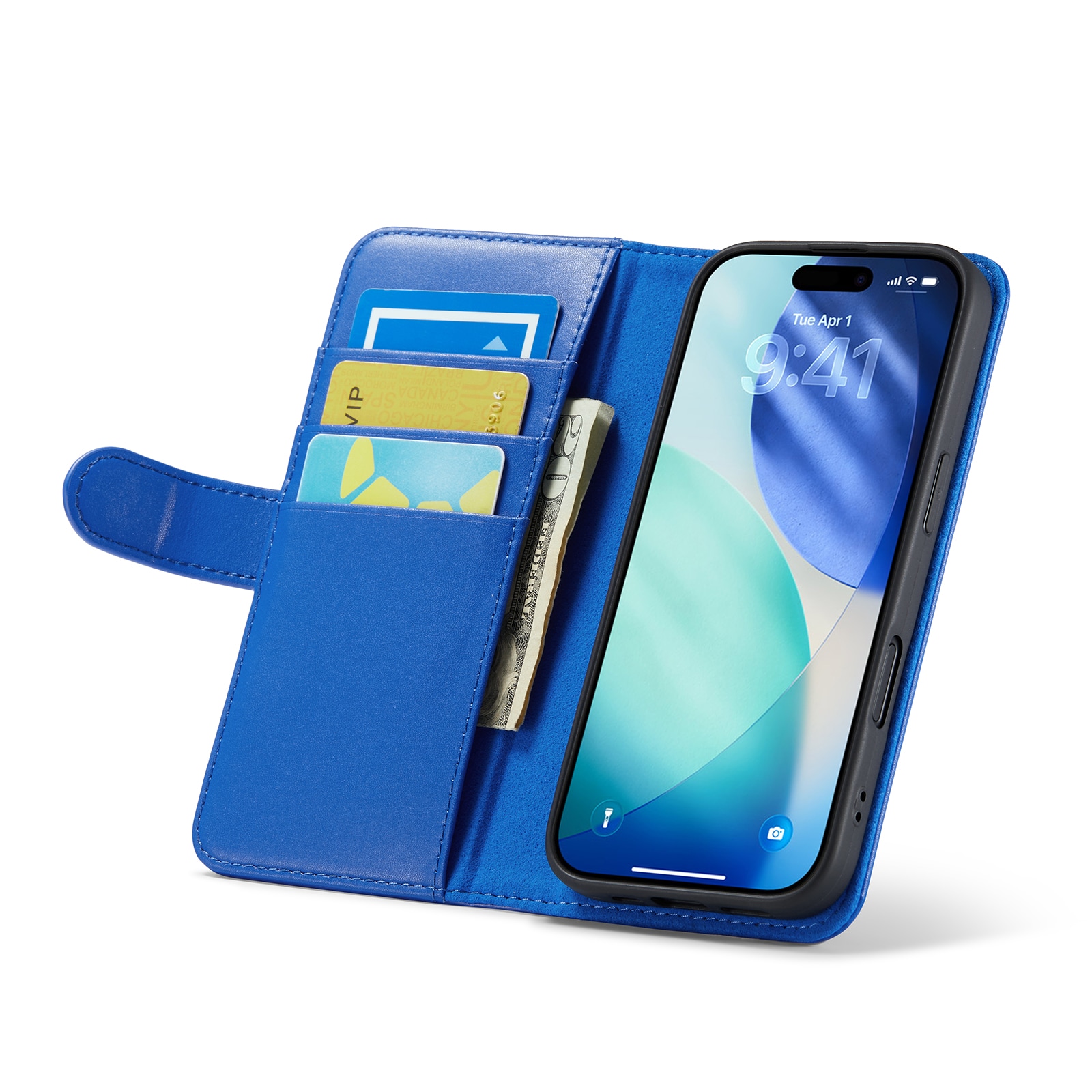 iPhone 17 Plånboksfodral i Äkta Läder, Blå