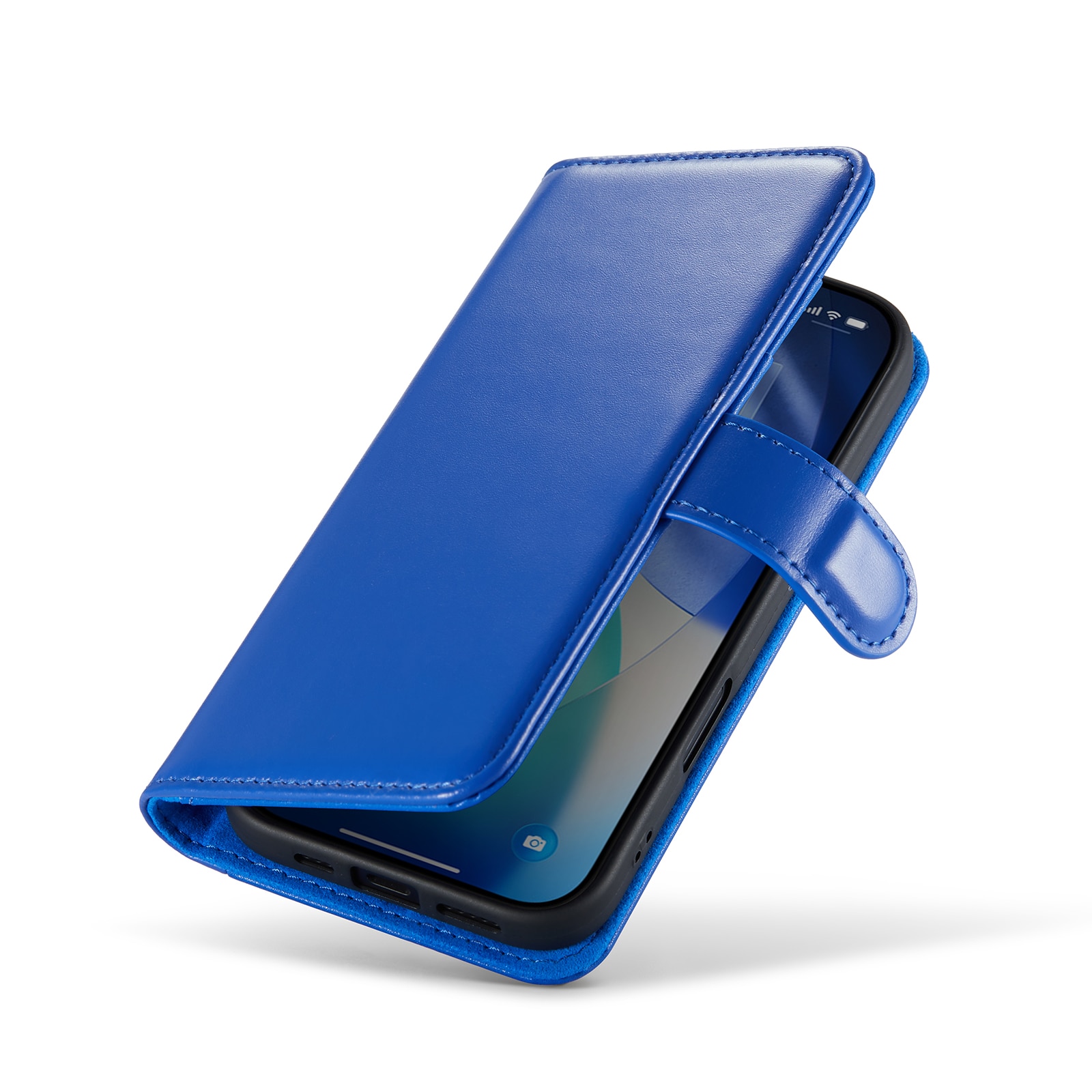 iPhone 17 Plånboksfodral i Äkta Läder, Blå