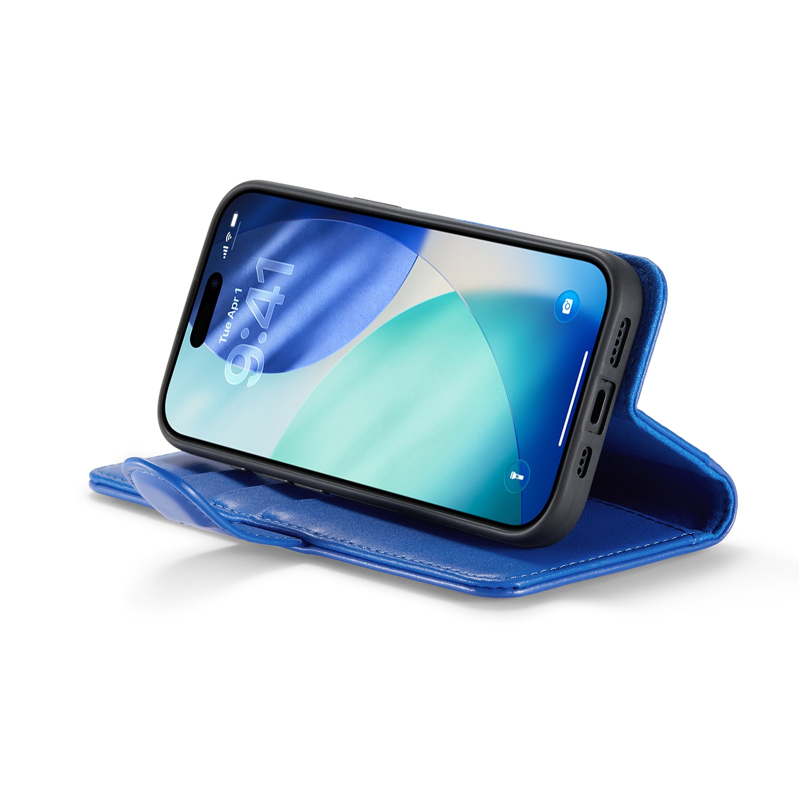 iPhone 17 Plånboksfodral i Äkta Läder, Blå