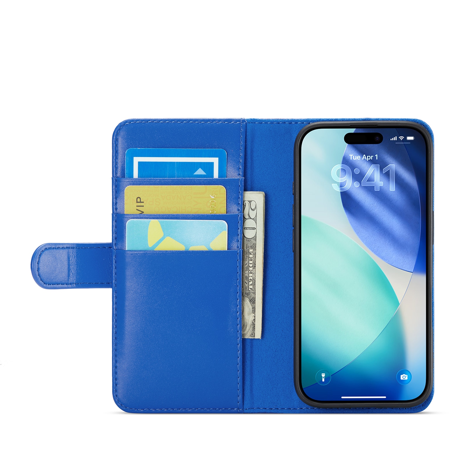 iPhone 17 Plånboksfodral i Äkta Läder, Blå
