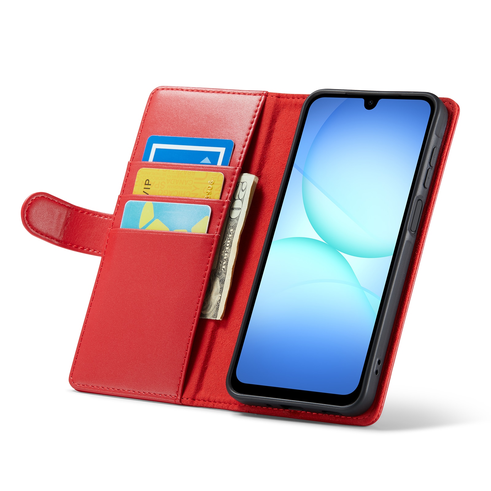 Samsung Galaxy A17 Plånboksfodral i Äkta Läder, Röd