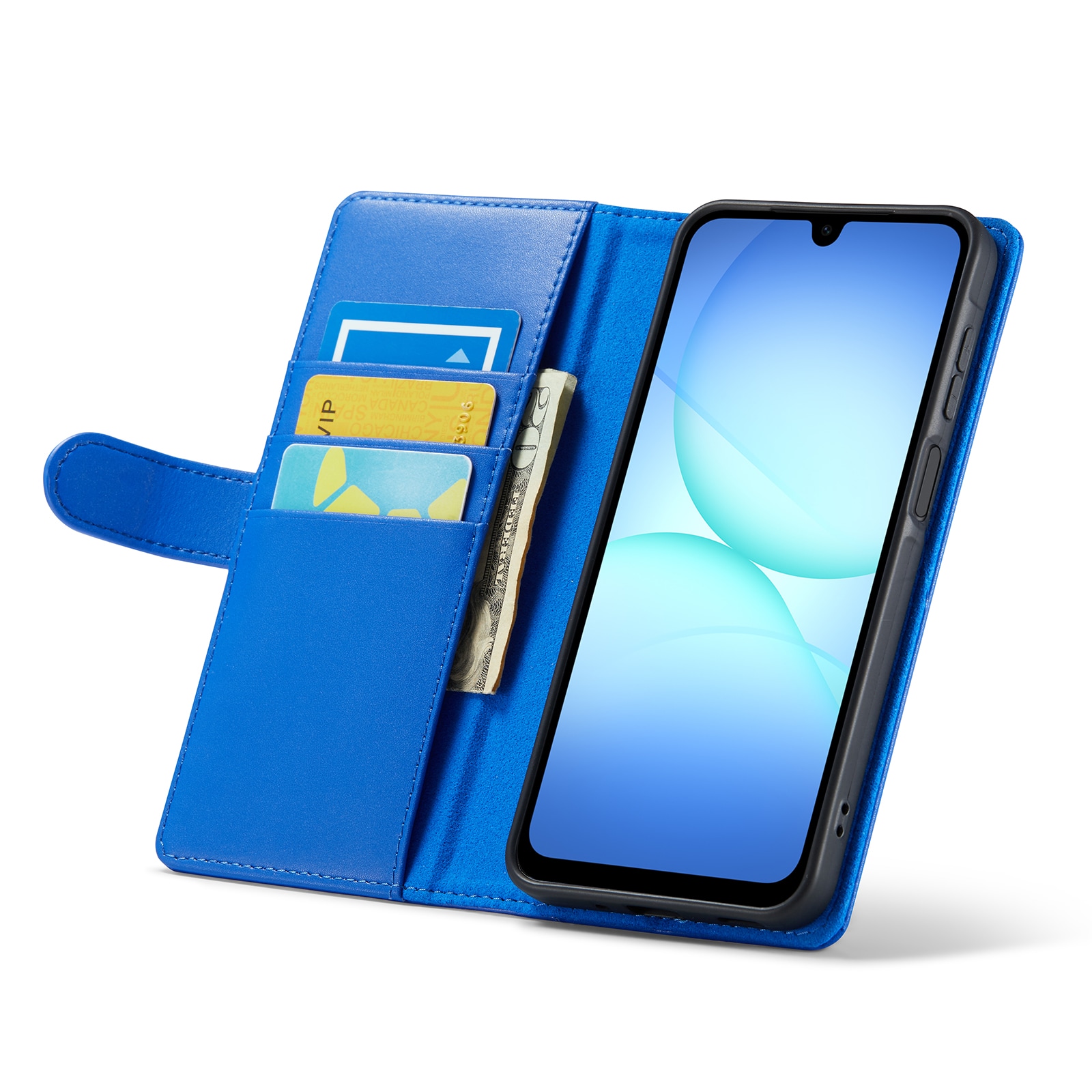 Samsung Galaxy A17 Plånboksfodral i Äkta Läder, Blå