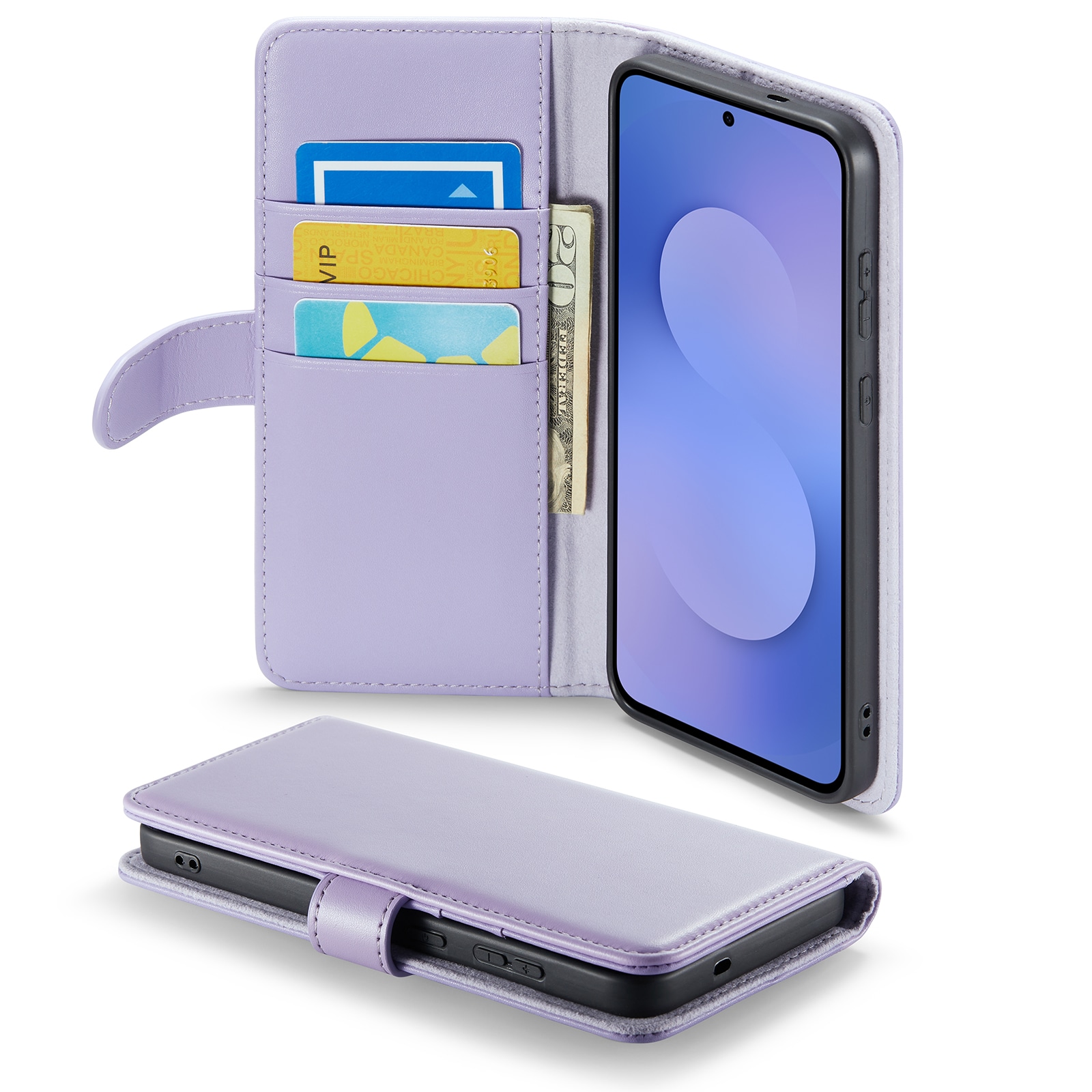 Samsung Galaxy S25 FE Plånboksfodral i Äkta Läder, Lila