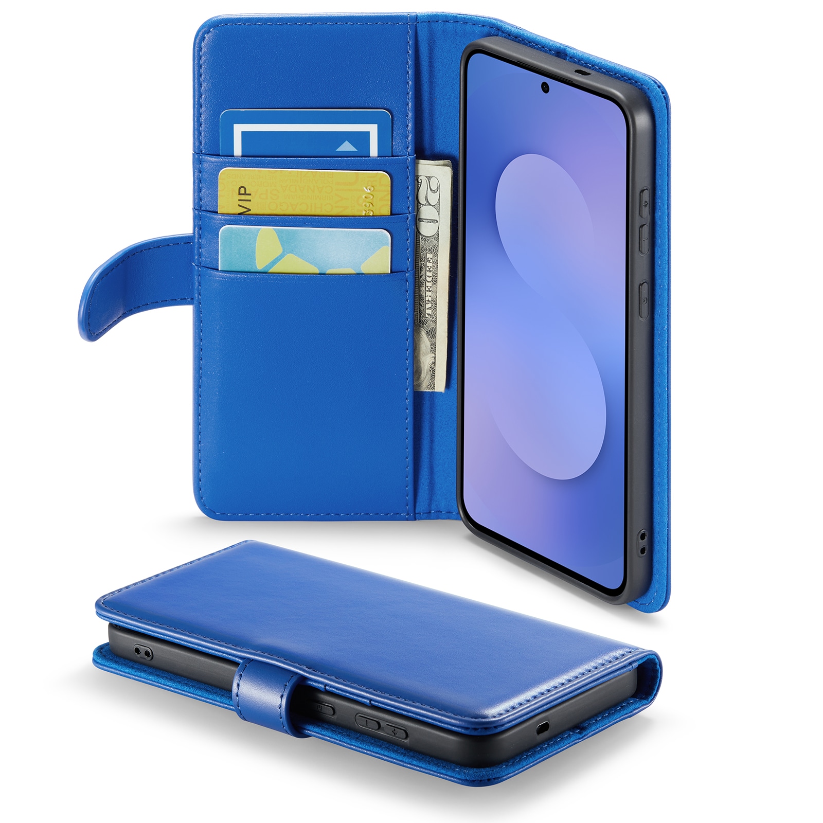 Samsung Galaxy S25 FE Plånboksfodral i Äkta Läder, Blå