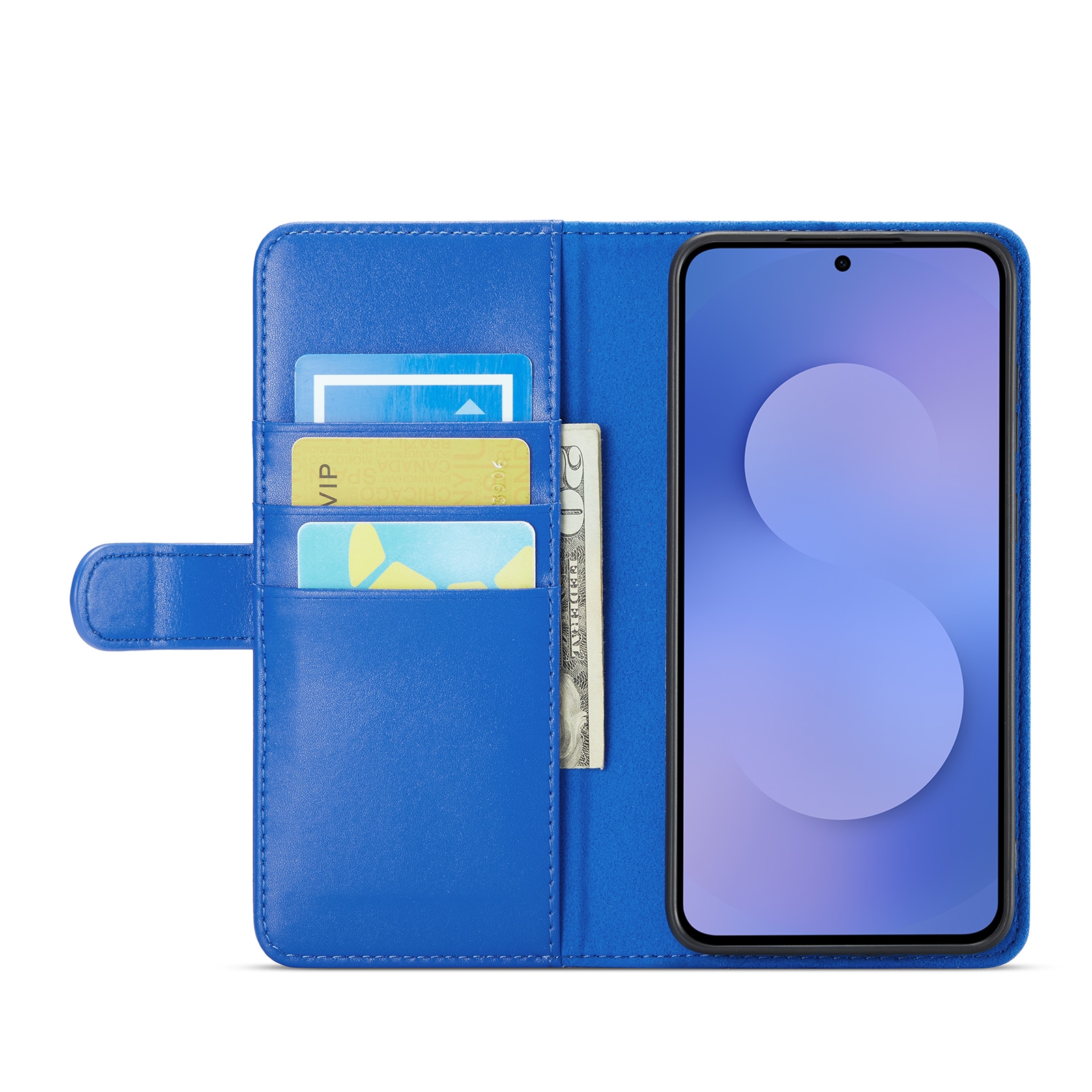 Samsung Galaxy S25 FE Plånboksfodral i Äkta Läder, Blå
