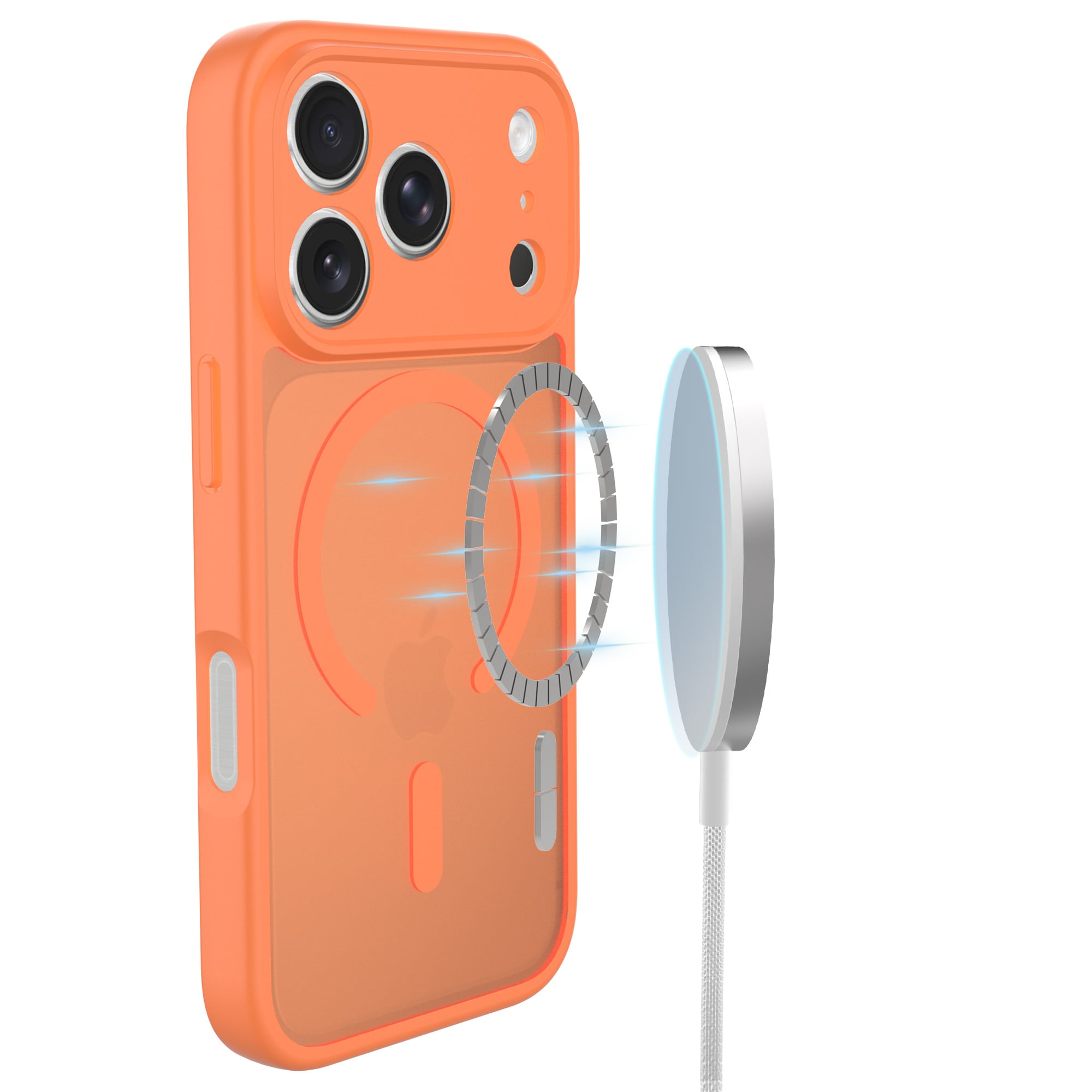 iPhone 17 Pro Max Hybrid-skal Magnetisk, Frosted Orange