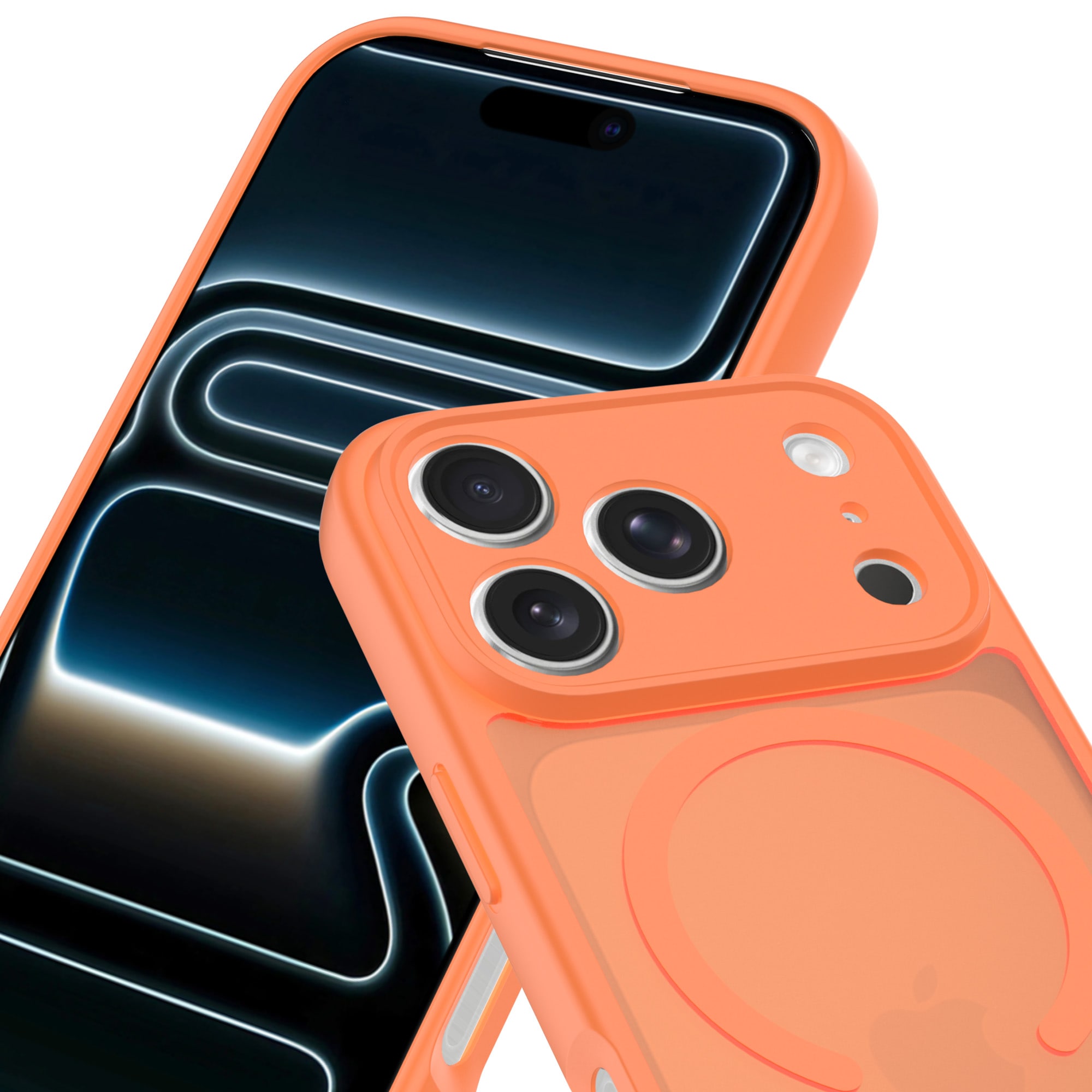 iPhone 17 Pro Max Hybrid-skal Magnetisk, Frosted Orange