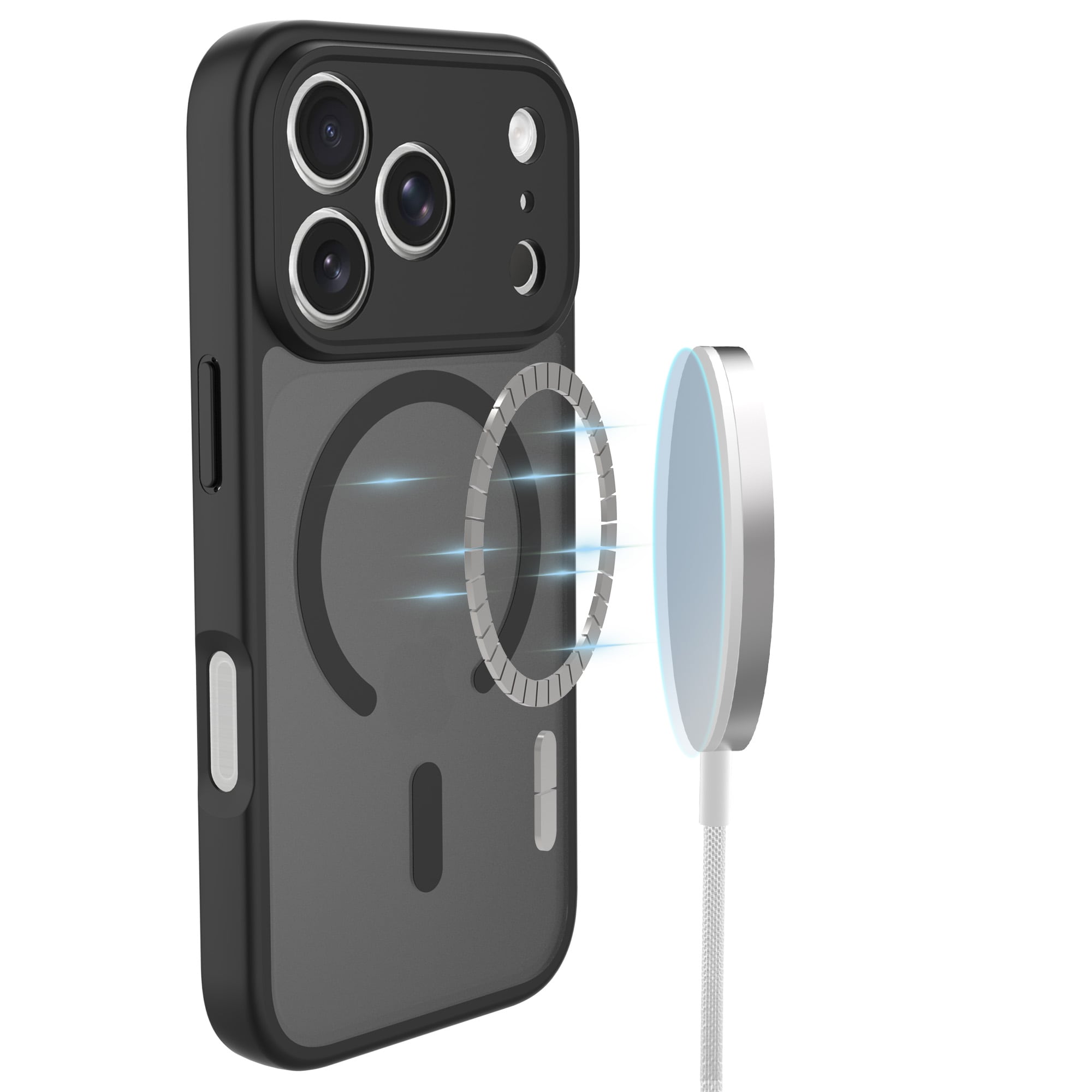 iPhone 17 Pro Max Hybrid-skal Magnetisk, Frosted Black