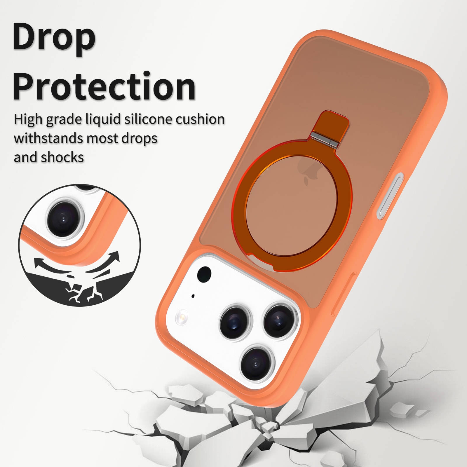 iPhone 17 Pro Max Magnetic hybridskal med ställfunktion, Orange