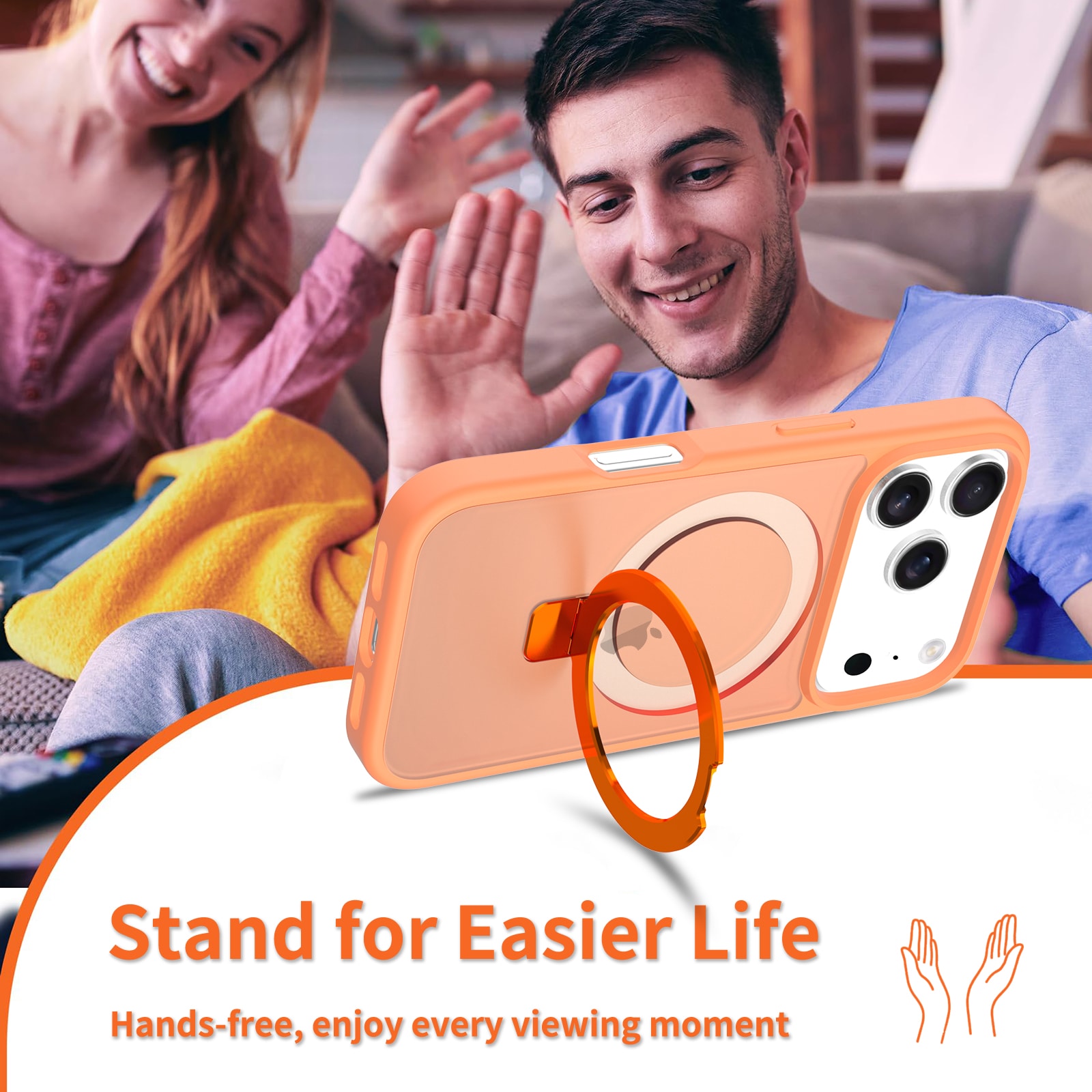 iPhone 17 Pro Max Magnetic hybridskal med ställfunktion, Orange