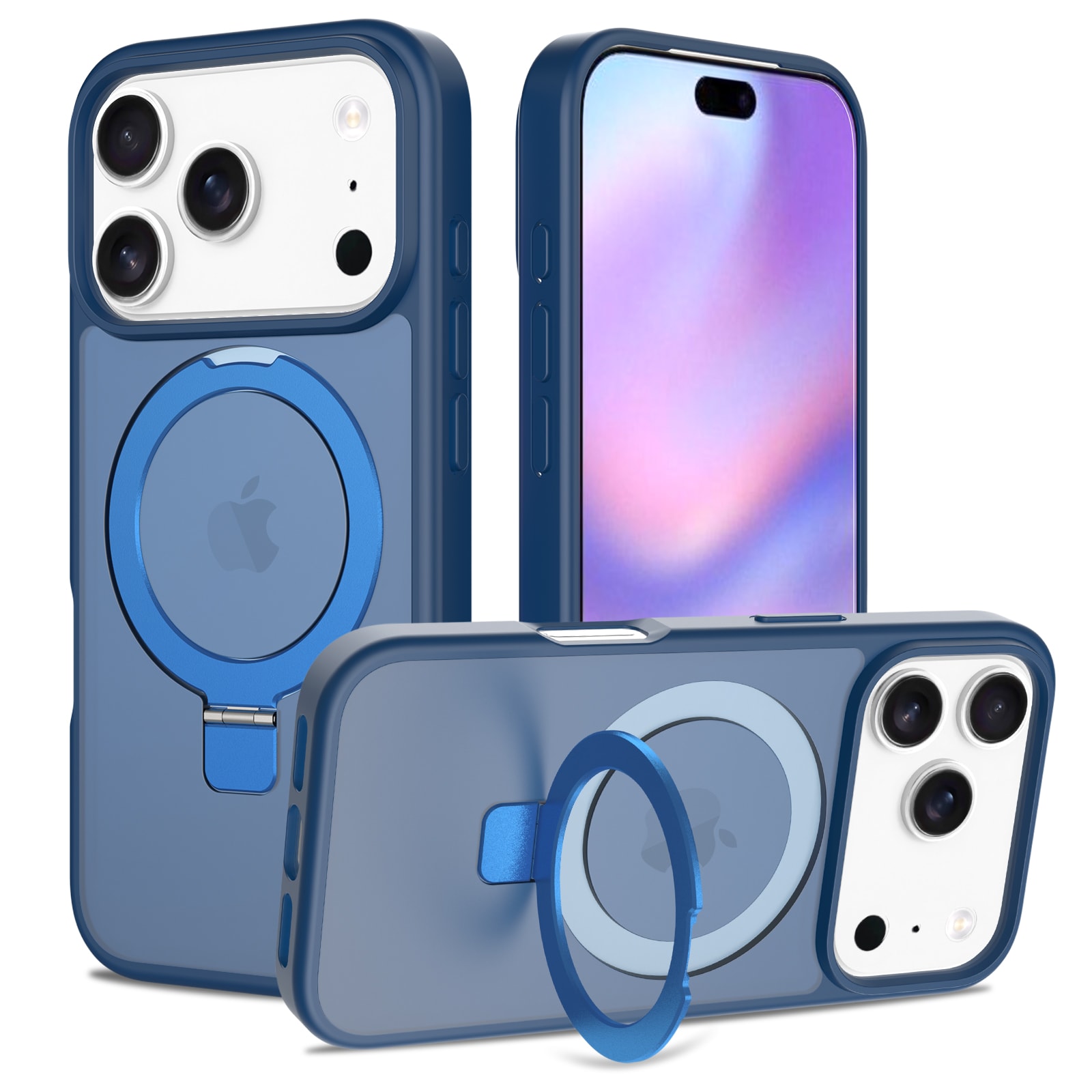 iPhone 17 Pro Max Magnetic hybridskal med ställfunktion, Mörkblå