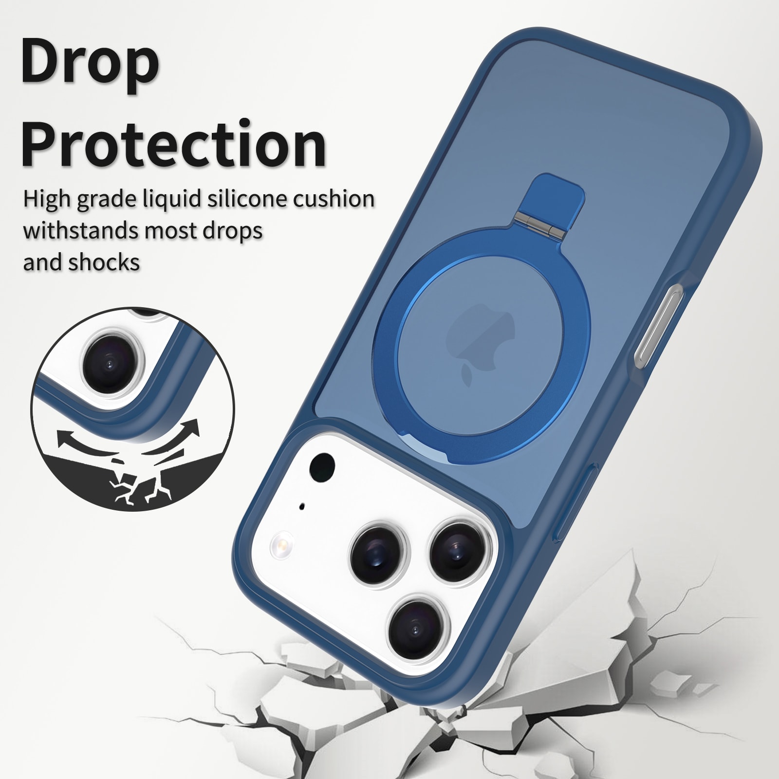 iPhone 17 Pro Magnetic hybridskal med ställfunktion, Mörkblå