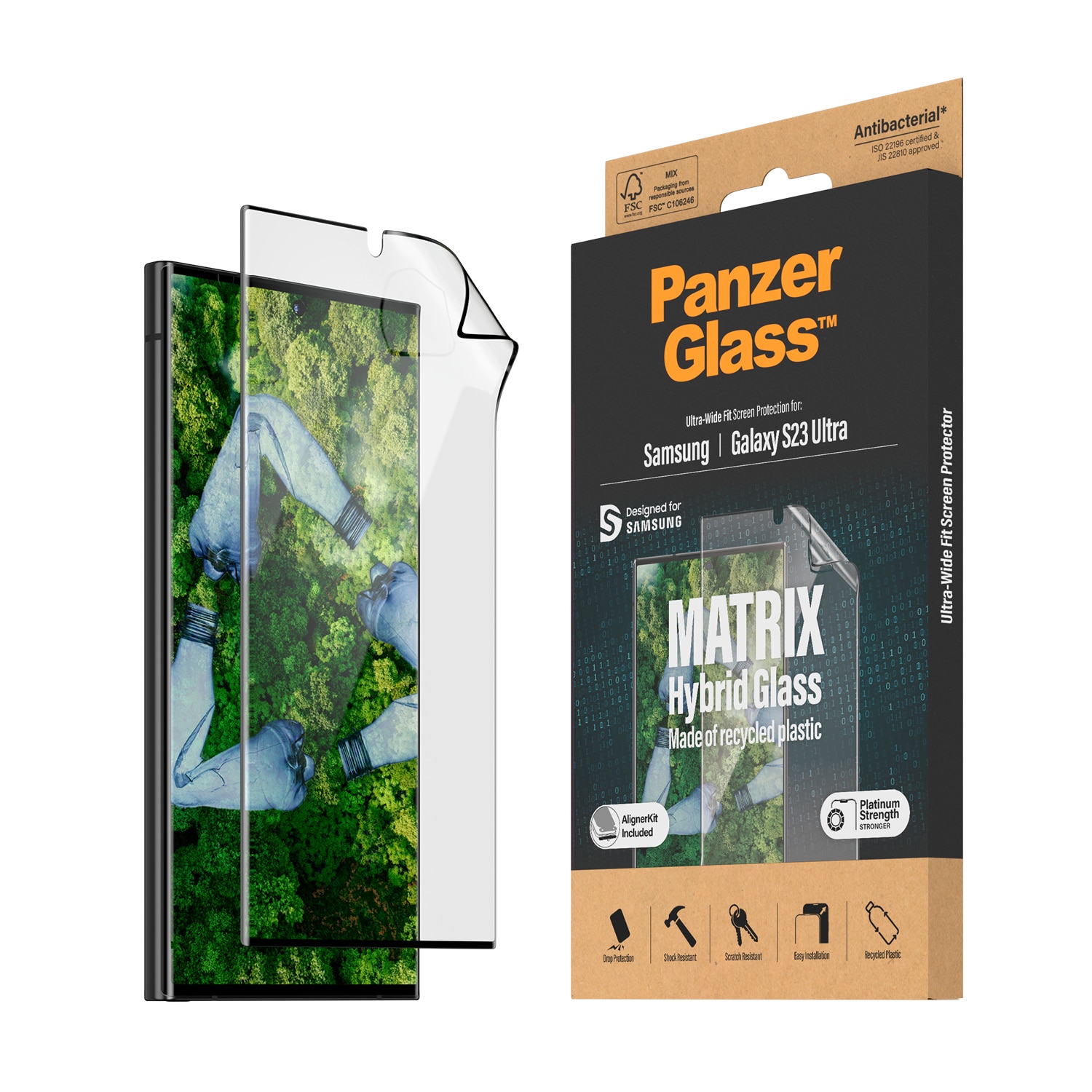 Samsung Galaxy S23 Ultra Skärmskydd i hybridglas med installationsverktyg - Ultra Wide Fit