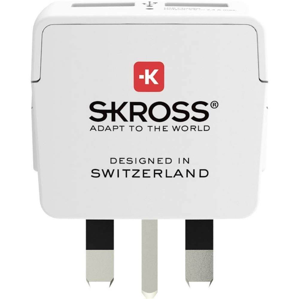 Reseadapter Europa till Storbritannien med 2 USB-A