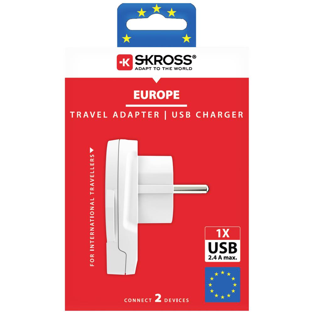 Reseadapter Världen till Europa med USB-A-port