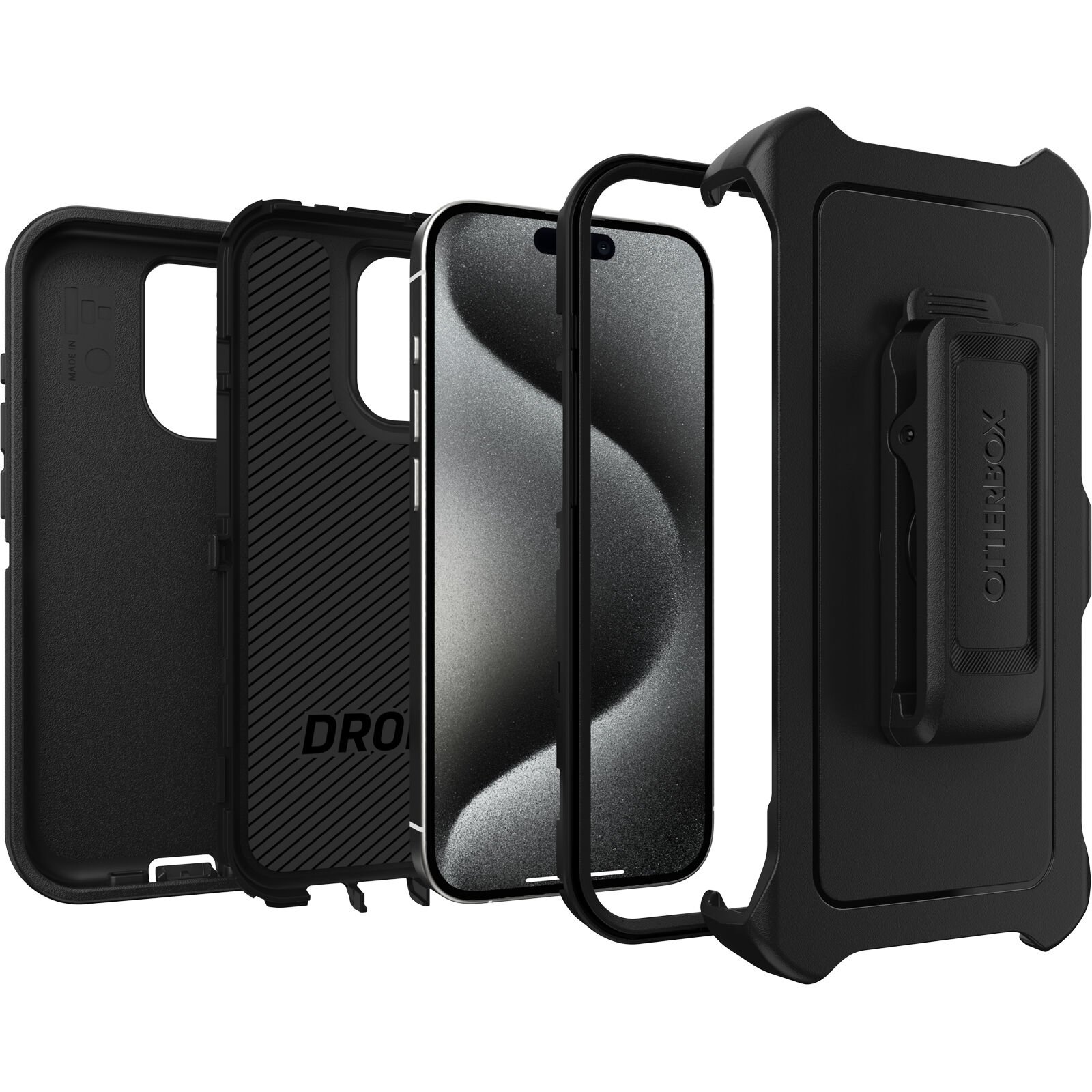iPhone 15 Pro Defender - Robust mobilskal med hög skyddsfaktor, svart