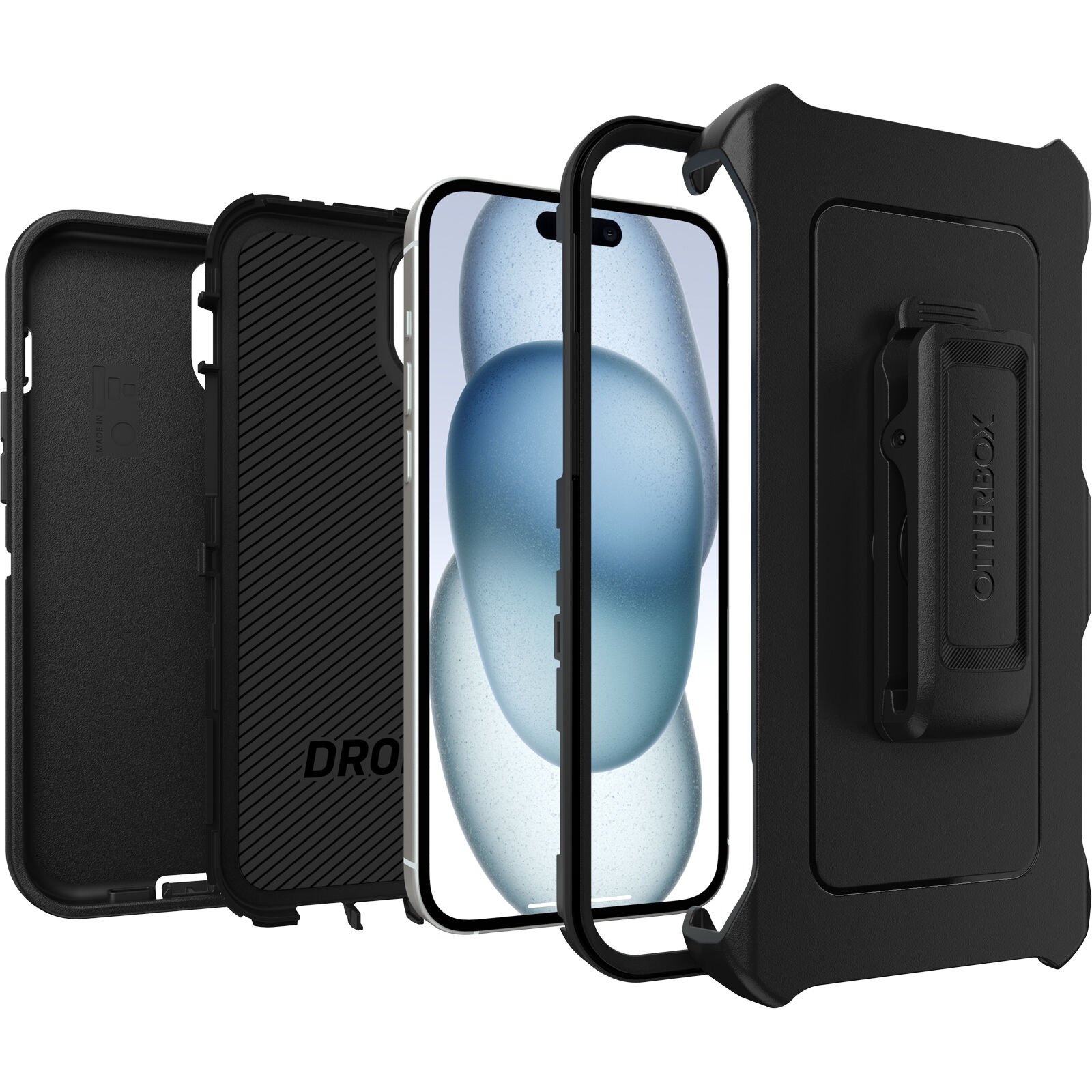 iPhone 15 Plus Defender - Robust mobilskal med hög skyddsfaktor, svart