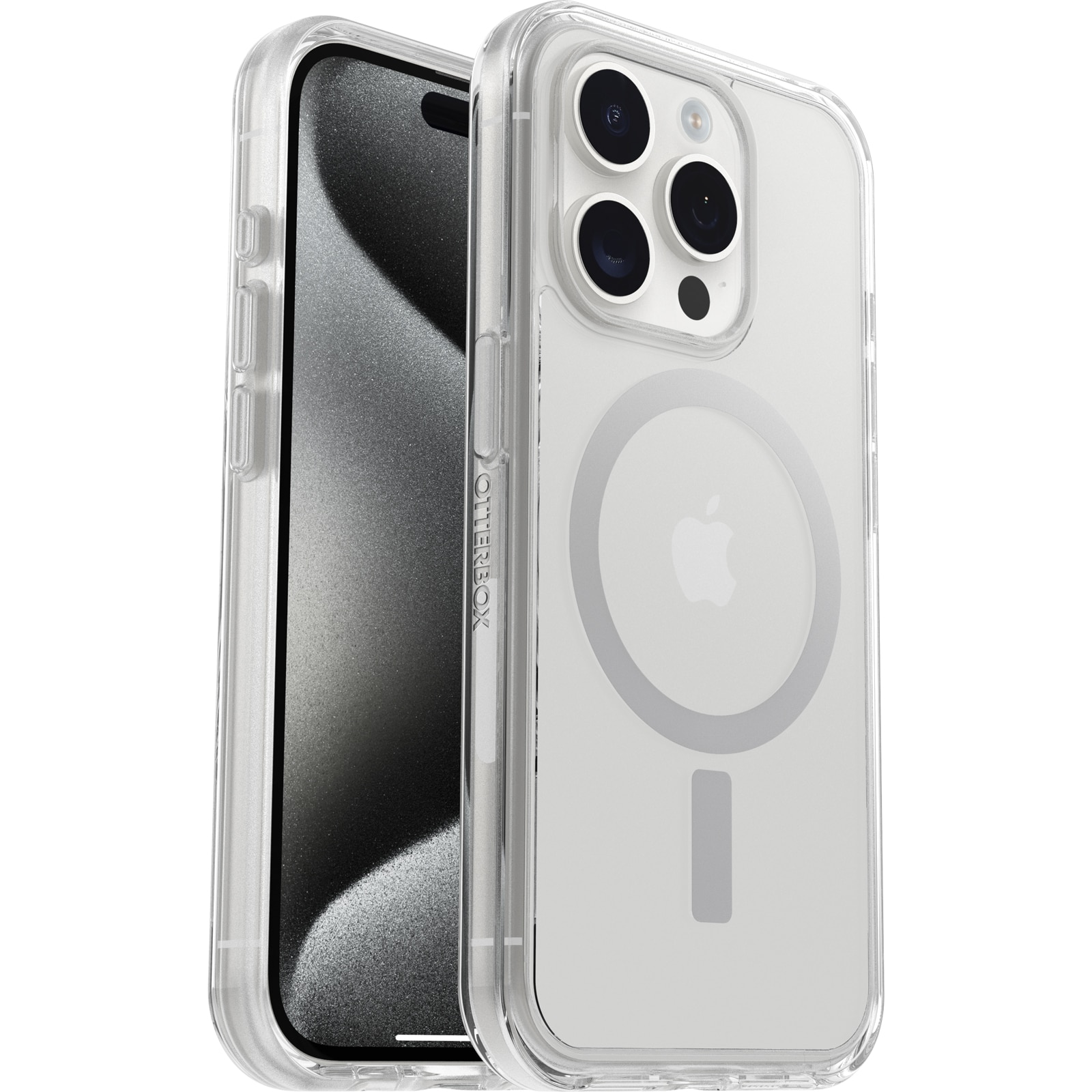 iPhone 15 Pro Stöttåligt MagSafe-skal Symmetry Plus, Genomskinlig