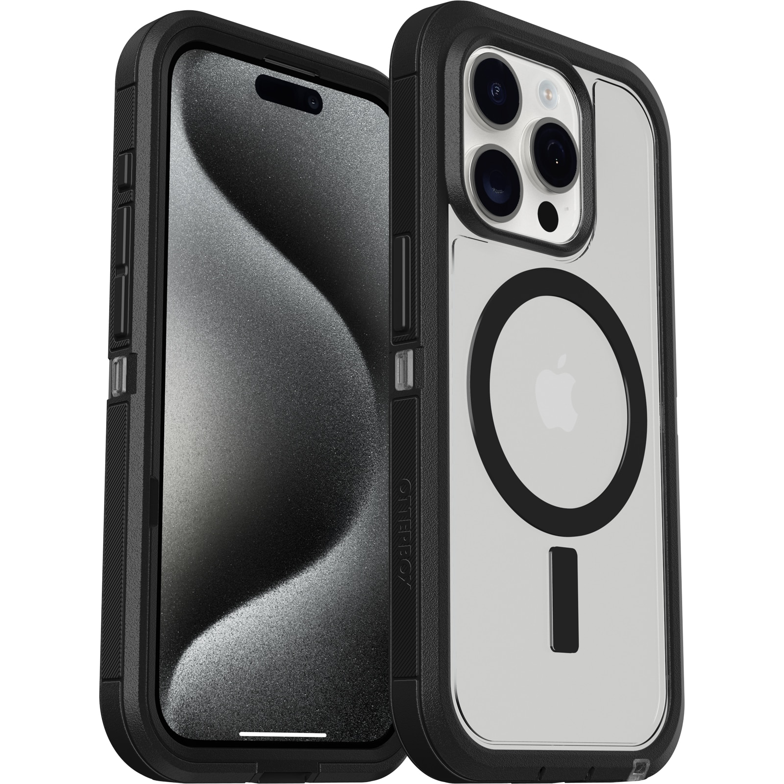 iPhone 15 Pro Defender XT Riktigt stöttåligt MagSafe-skal, genomskinlig/svart