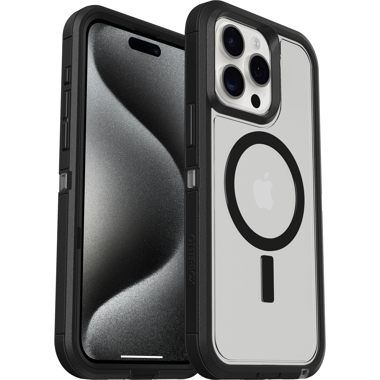 iPhone 15 Pro Max Defender XT Riktigt stöttåligt MagSafe-skal, genomskinlig/svart