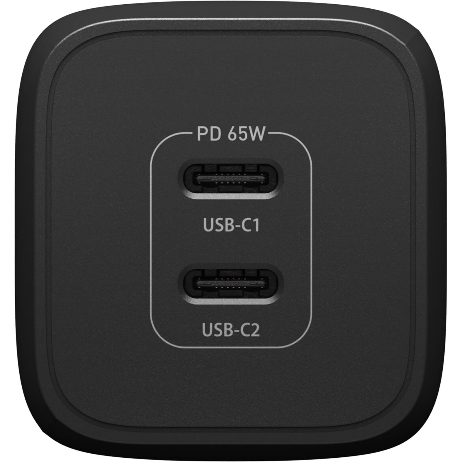 Väggladdare 2x USB-C GaN 65W, Black