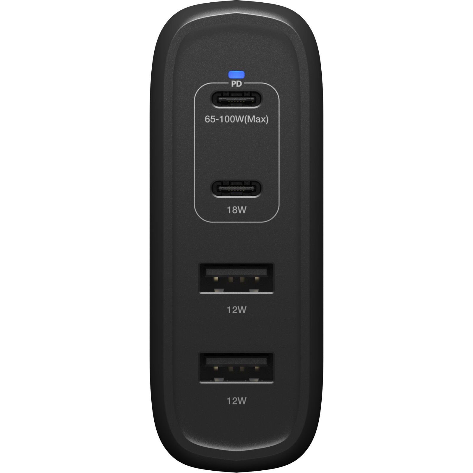 Väggladdare 2x USB-C + 2x USB-A GaN 100W, Black