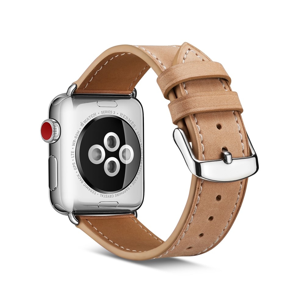 Apple Watch 41mm Series 9 Armband i äkta läder, khaki