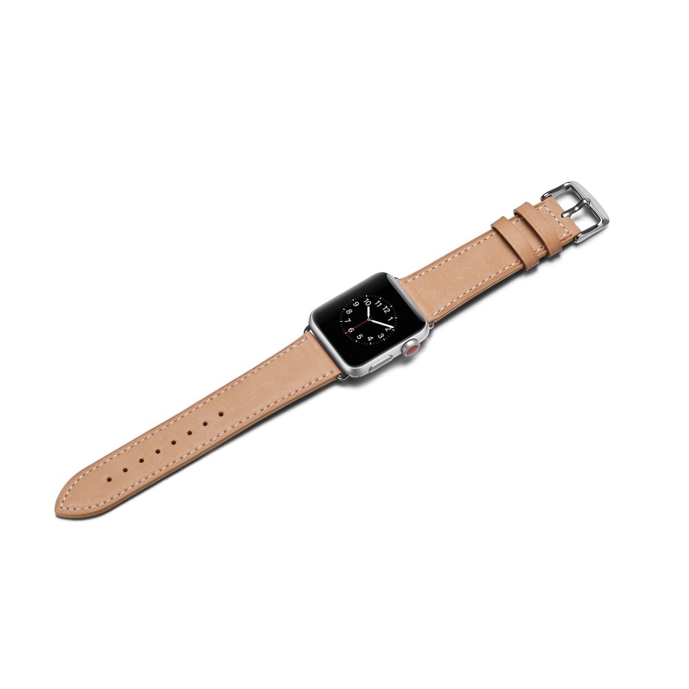 Apple Watch 45mm Series 9 Armband i äkta läder, khaki