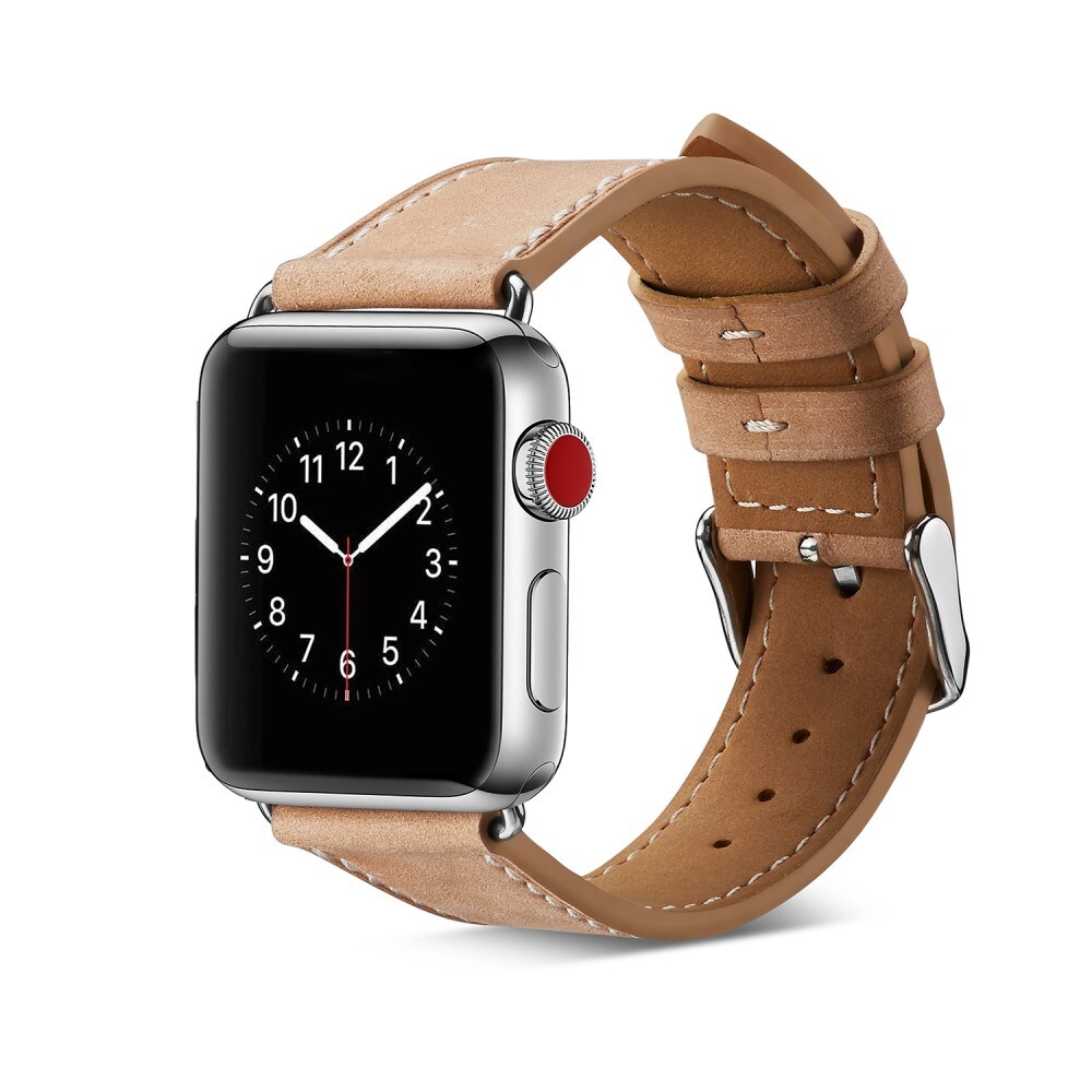 Apple Watch Series 1-3 38mm Armband i äkta läder, Beige