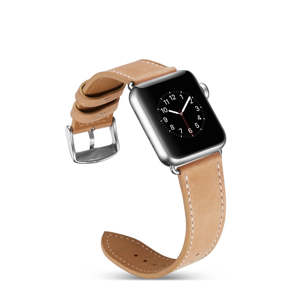 Apple Watch 45mm Series 9 Armband i äkta läder, khaki