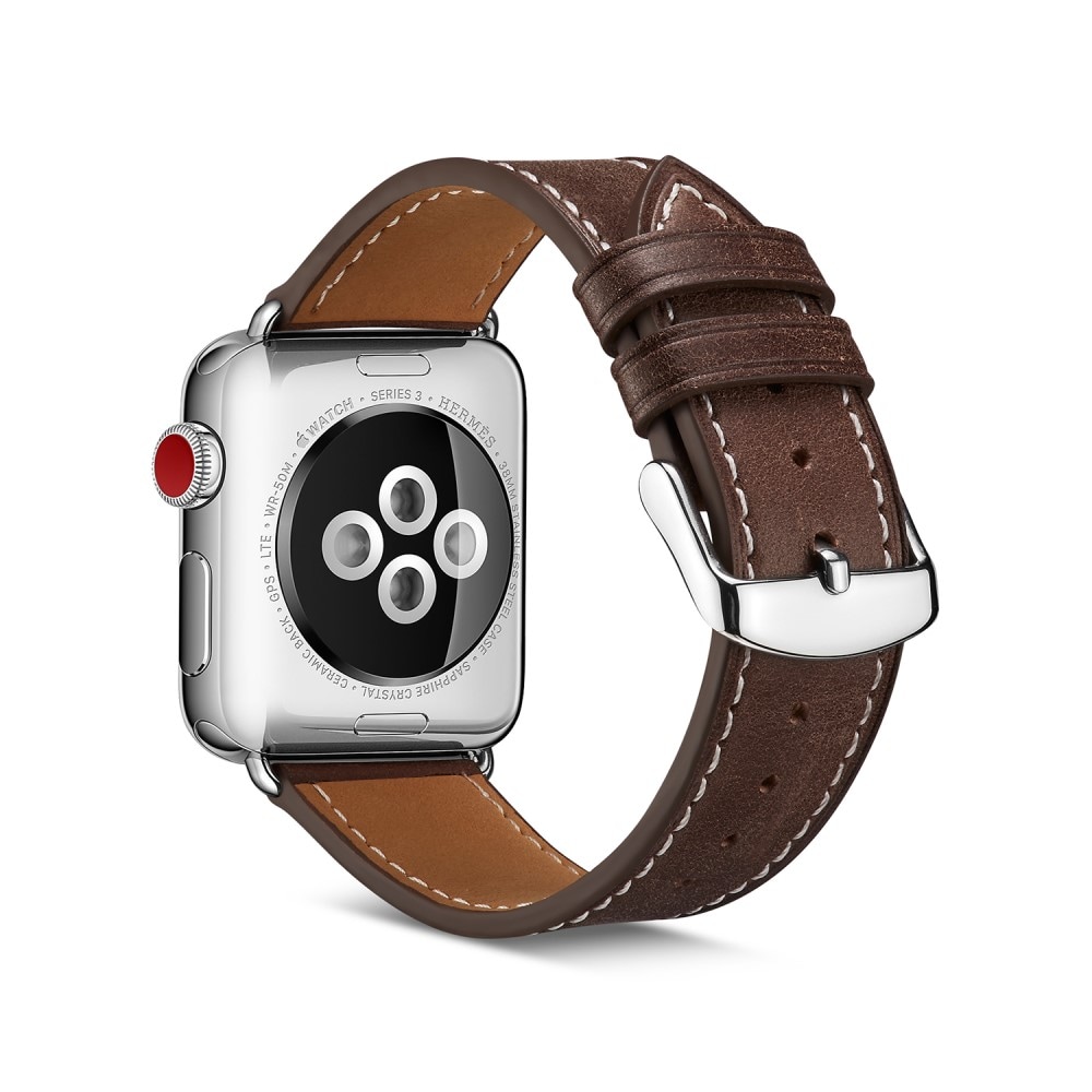 Apple Watch 45mm Series 8 Armband i äkta läder, brun