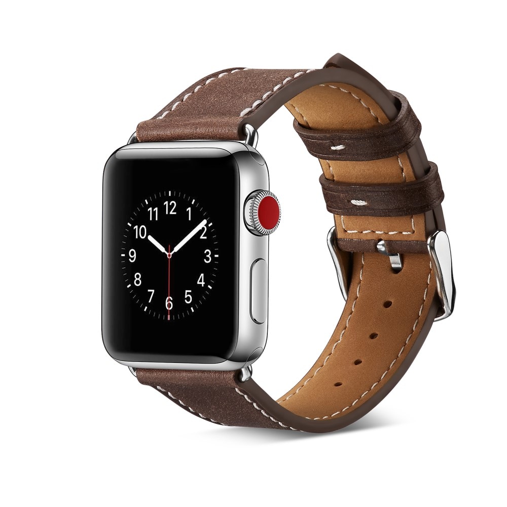 Apple Watch 45mm Series 8 Armband i äkta läder, brun