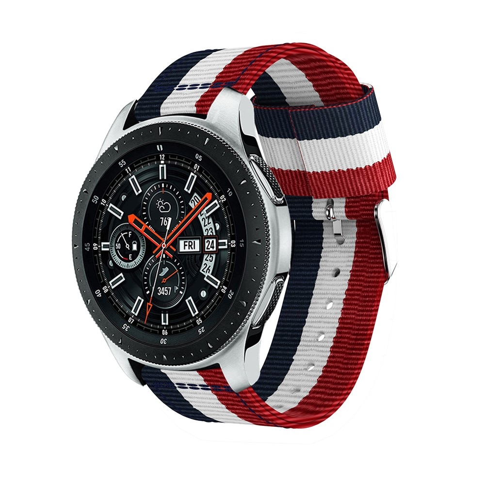 Samsung Galaxy Watch 45/46 mm Armband i nylon, blå/vit/röd