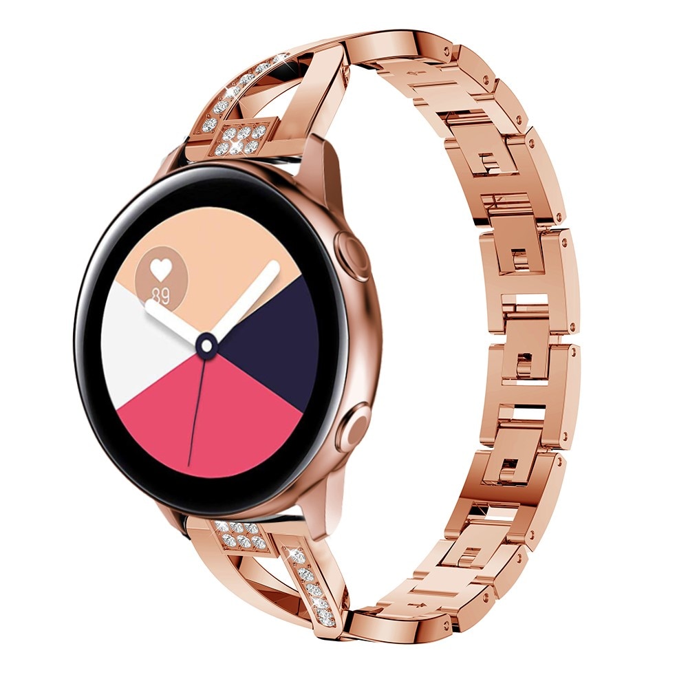 Samsung Galaxy Watch 5 44mm Smalt länkarmband med glittrande stenar, roséguld