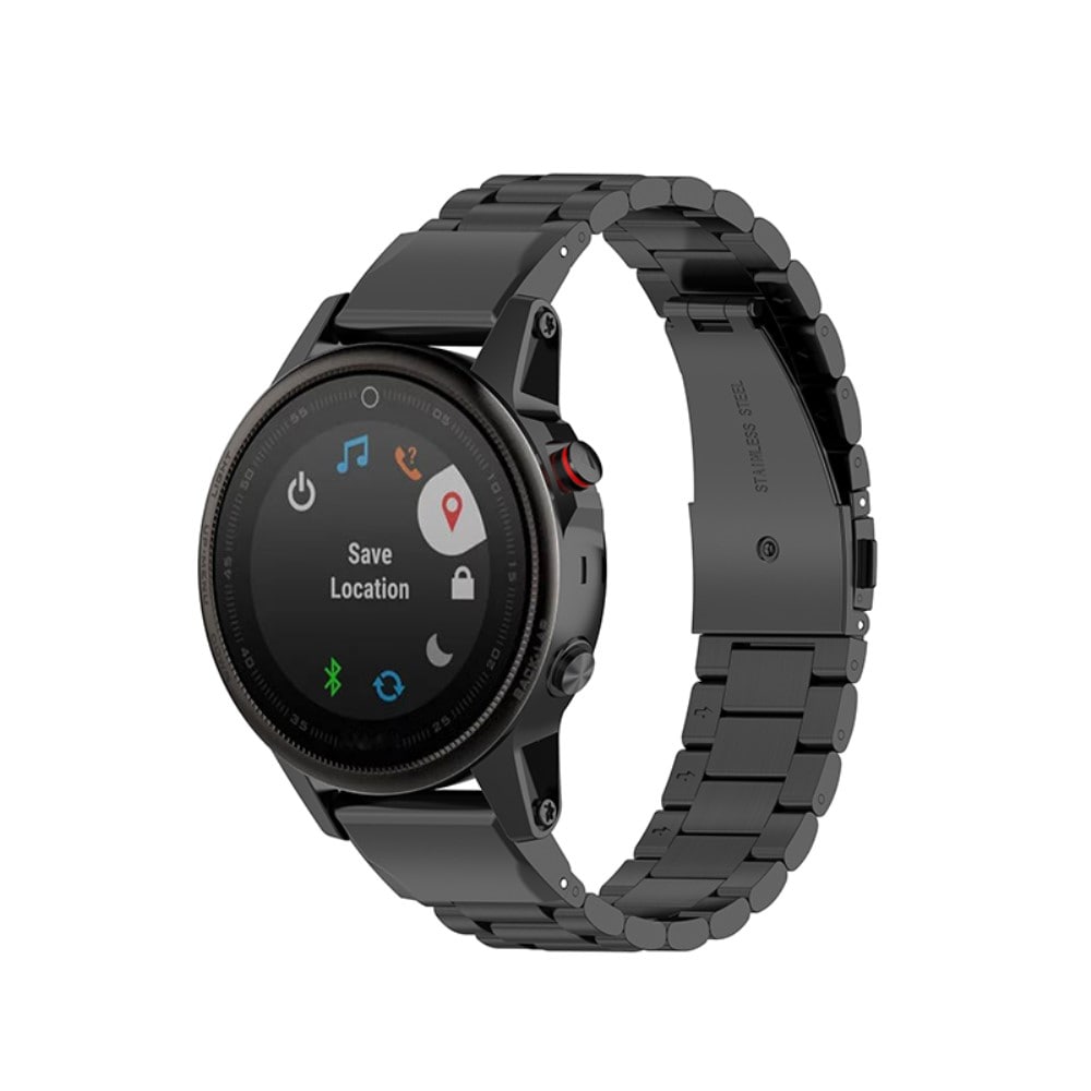 Garmin Fenix 5S/5S Plus Stilrent länkarmband i metall, svart