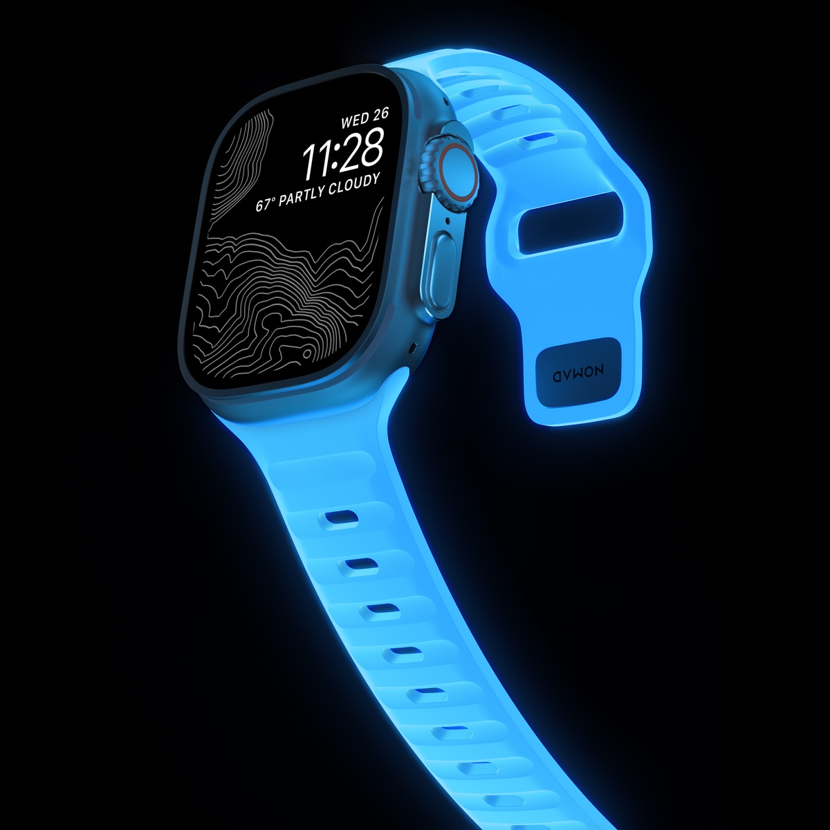 Apple Watch Series 7 45mm Armband - Sport Band Icy Blue Glow - Limited edition