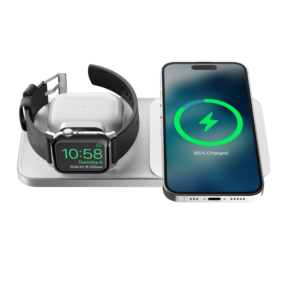 Base One Max 3-in-1 MagSafe Laddningstation, silver