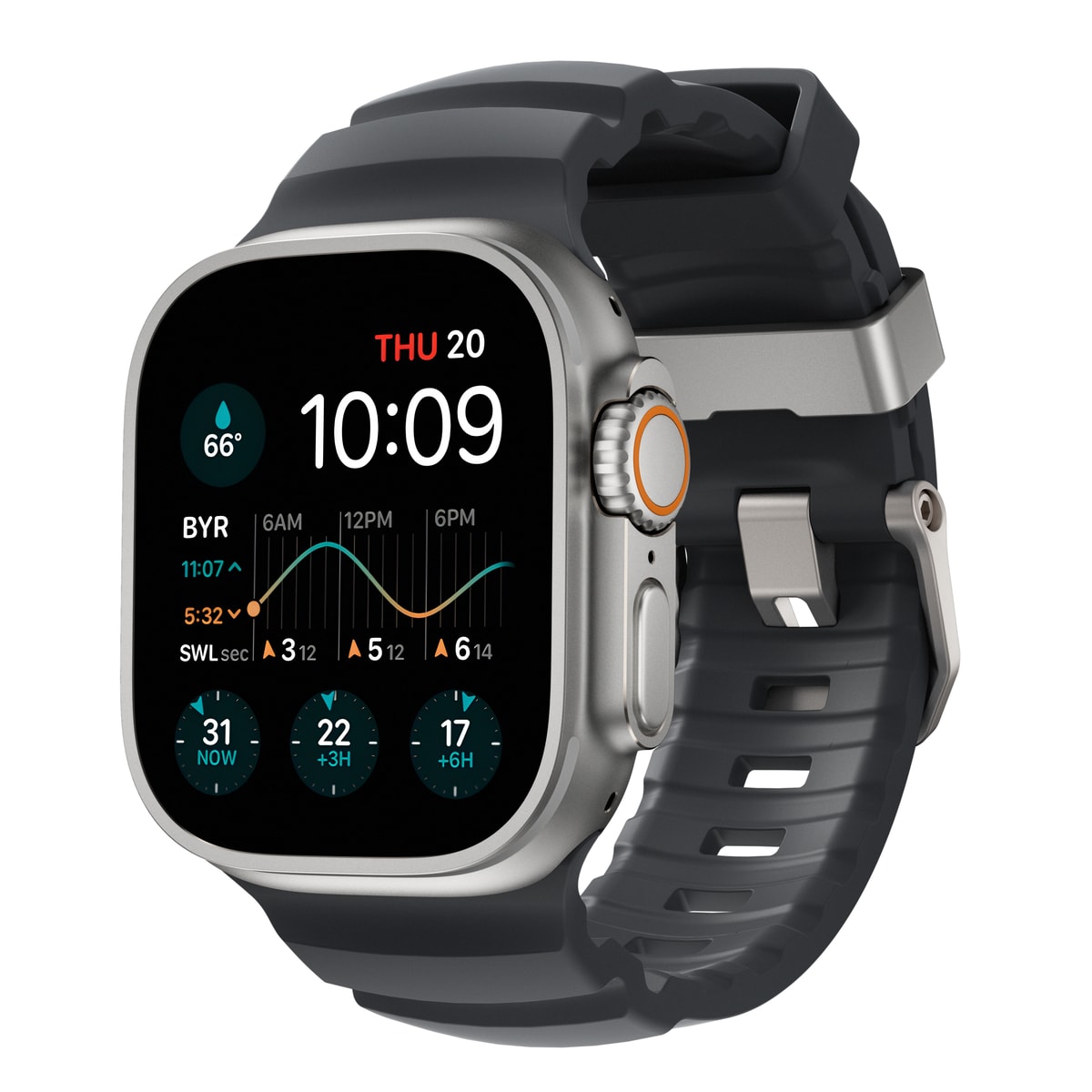 Apple Watch Series 4-6 44mm Armband Rocky Point (Natural Hardware) Storm
