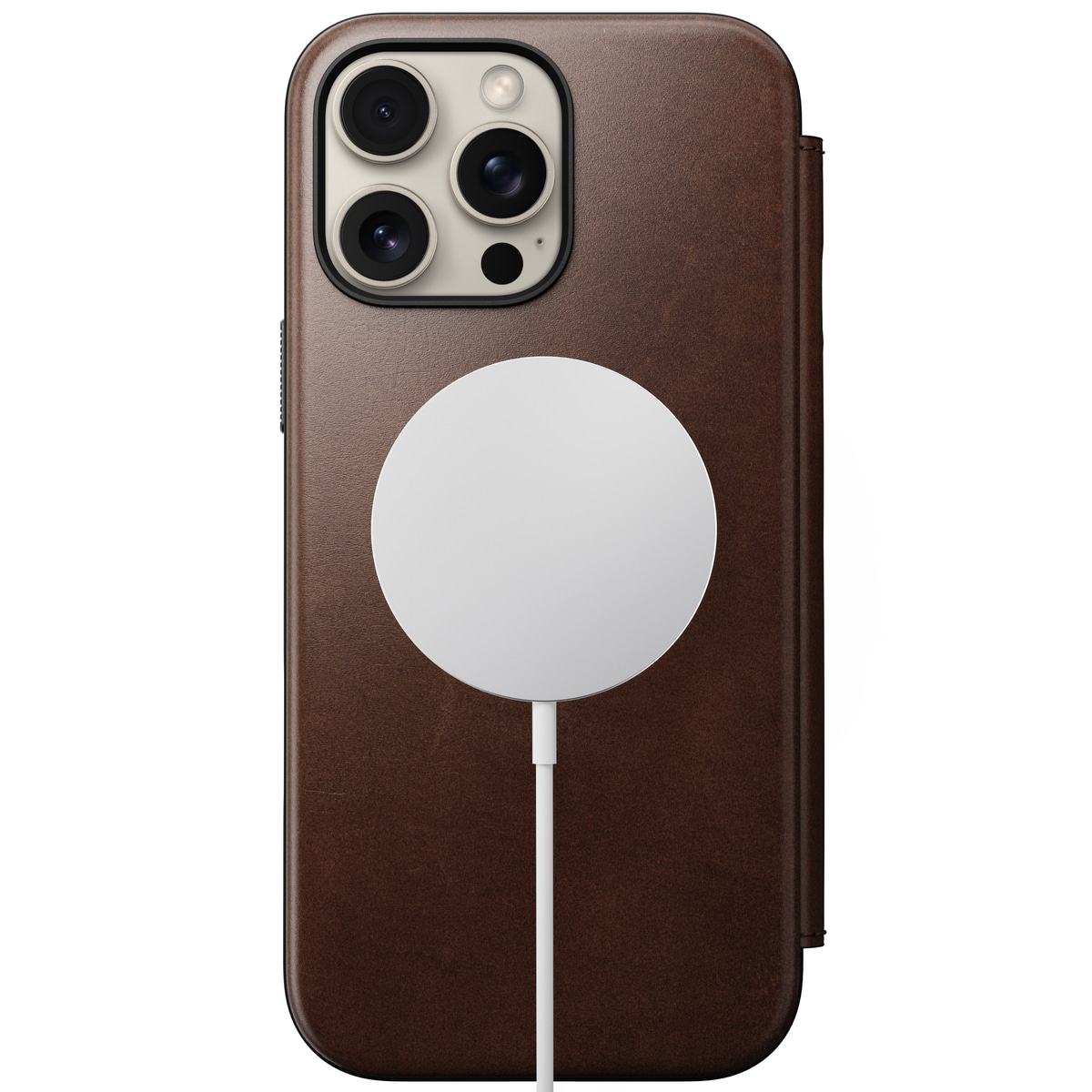 iPhone 16 Pro Max Läderfodral MagSafe  - Modern Horween Leather Folio Rustic Brown