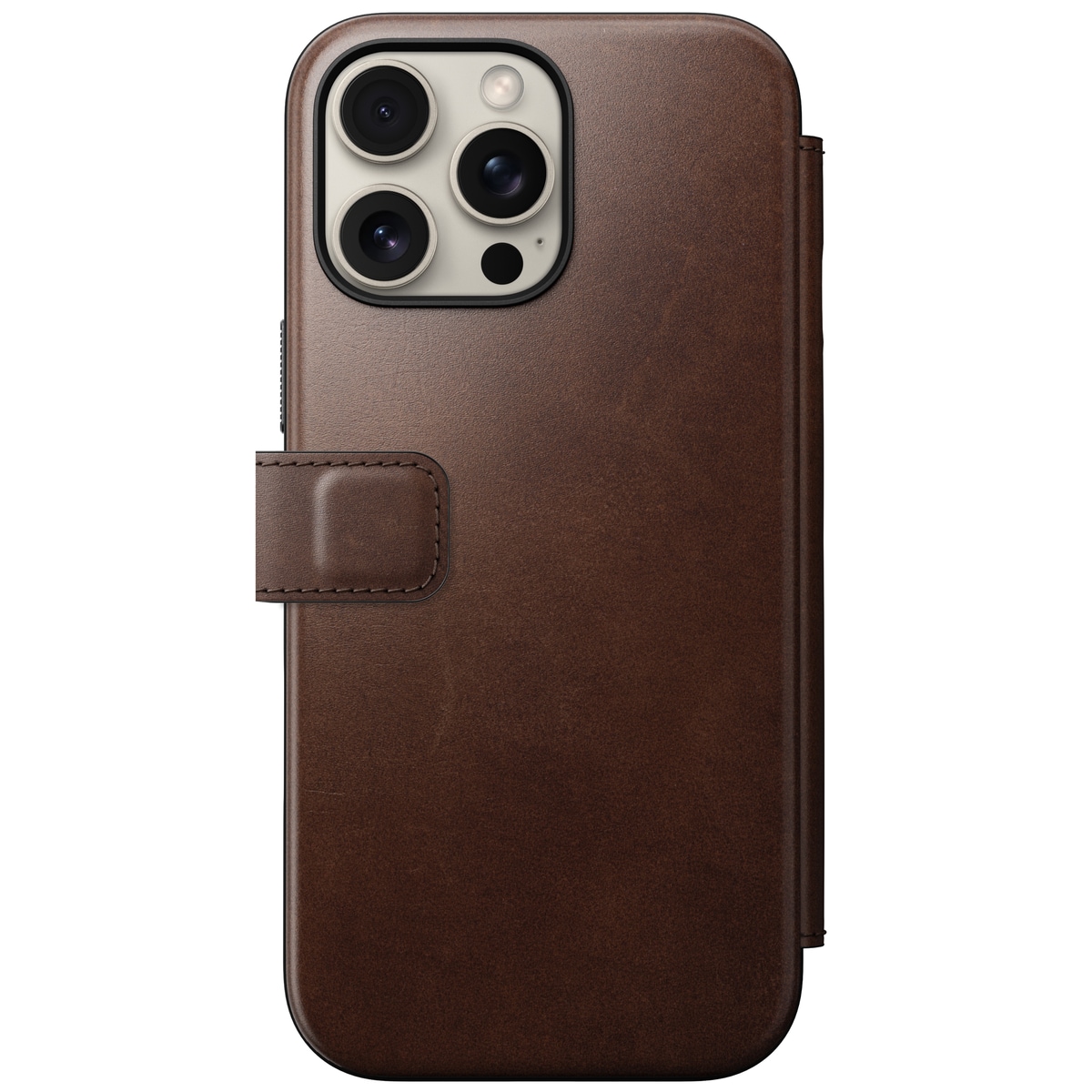 iPhone 16 Pro Max Läderfodral MagSafe  - Modern Horween Leather Folio Rustic Brown